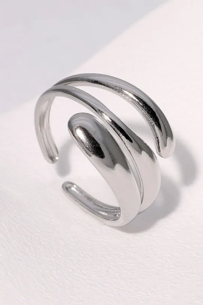 18K Silver PVD Geometric Open Ring