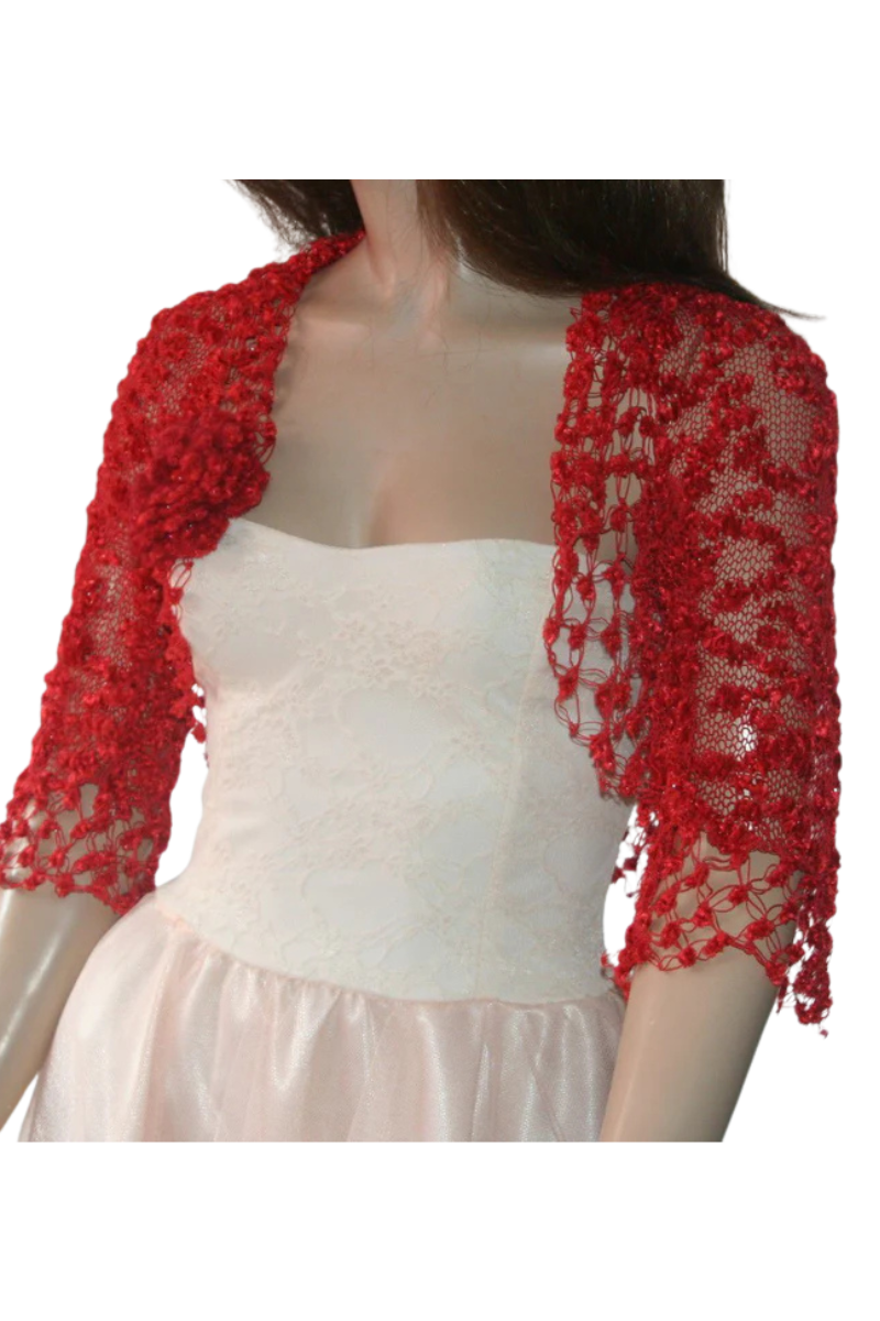 Rauður heklaður bolero