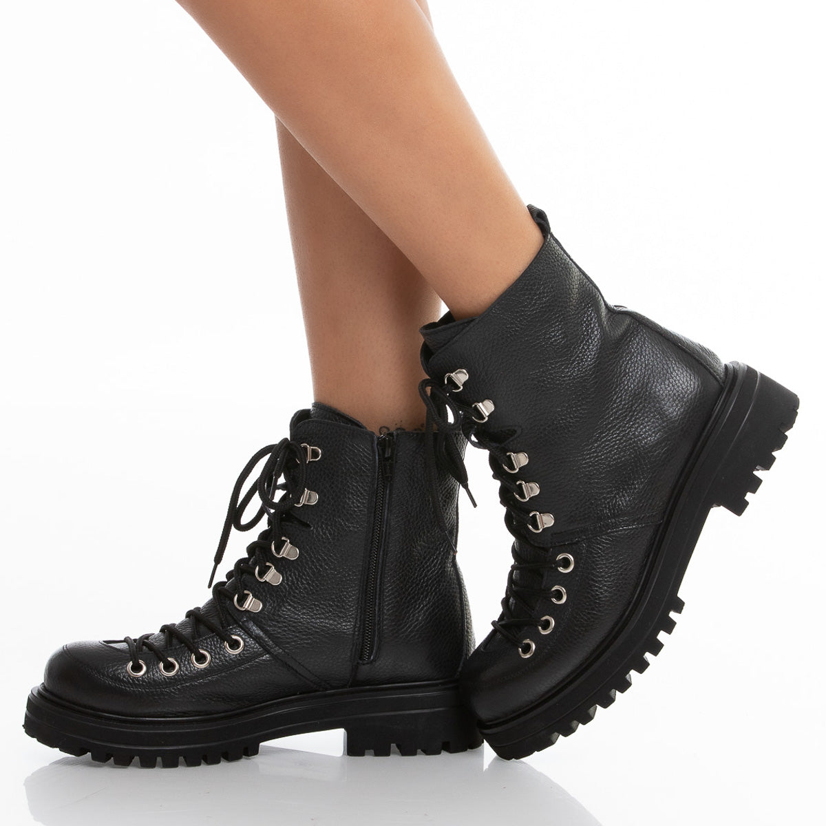 Natural Leather Short Boots