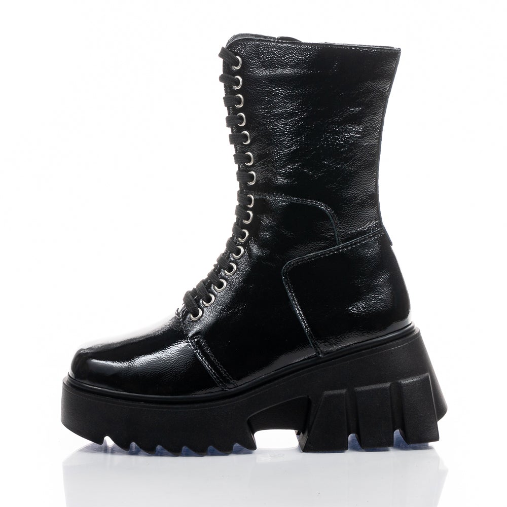 Natural Patent Leather Boots