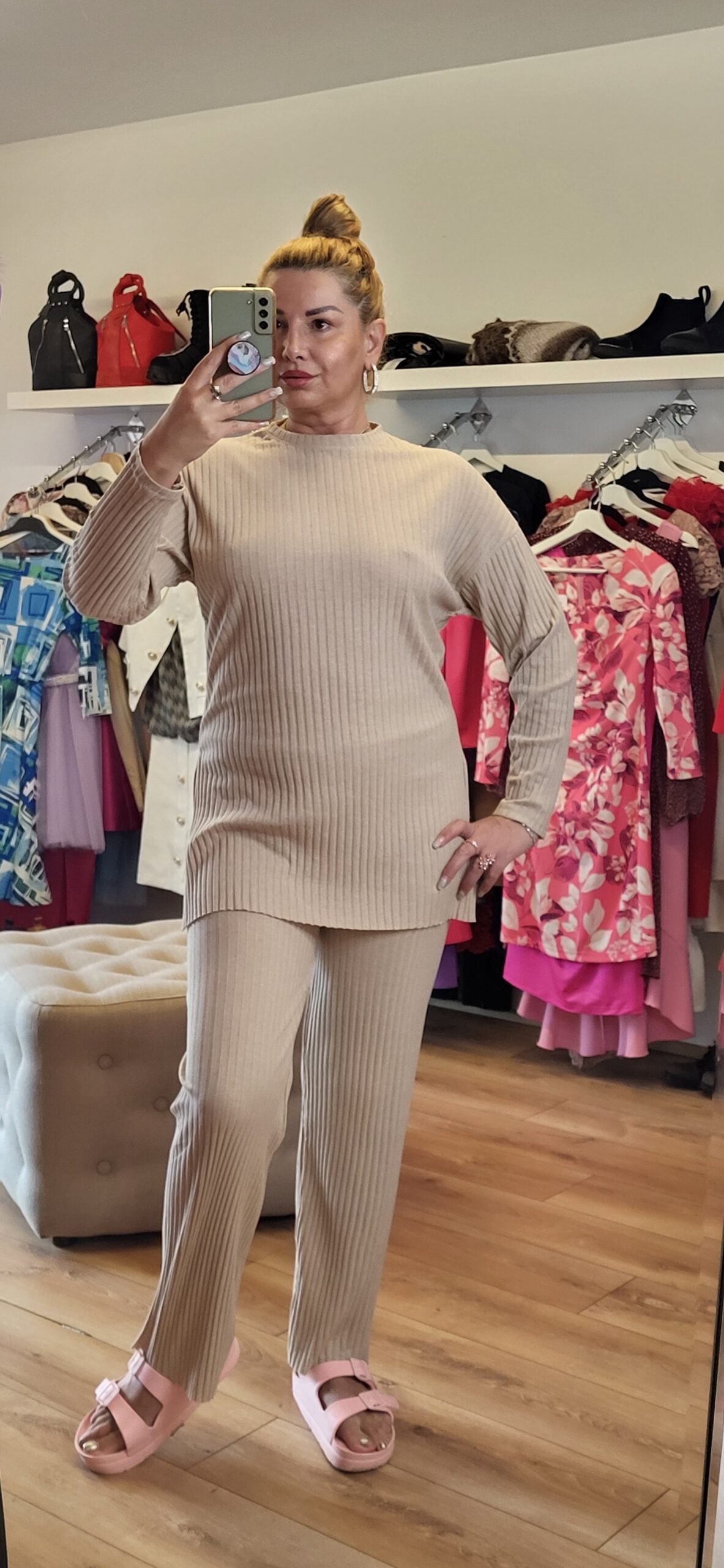 Beige frjálslegur tveggja hluta sett