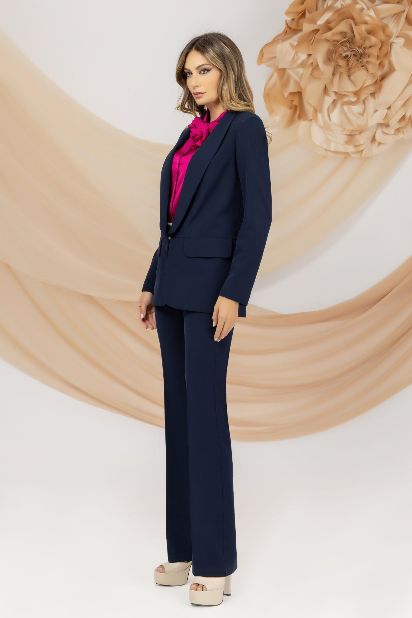 Dark Blue Jacket Smart-Casual With Flap Pockets