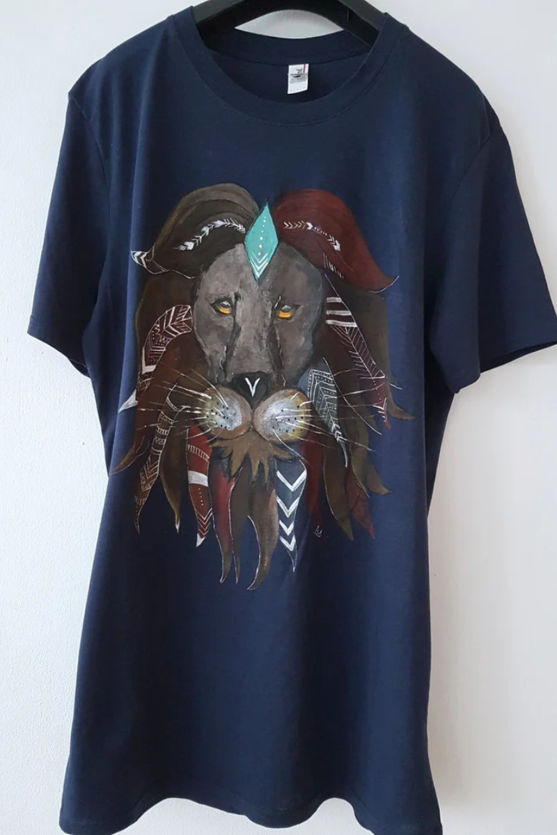 Spirit Lion T Shirt Handpainted