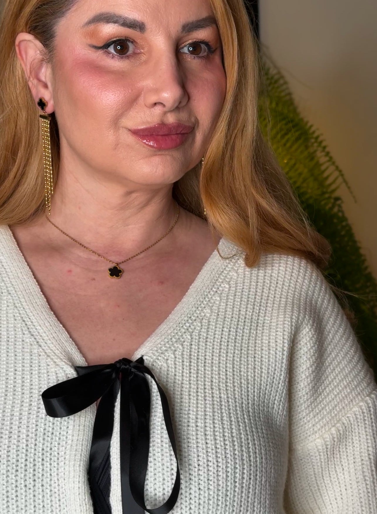 18K gullhúðað blómahálsmen úr ryðfríu stáli
