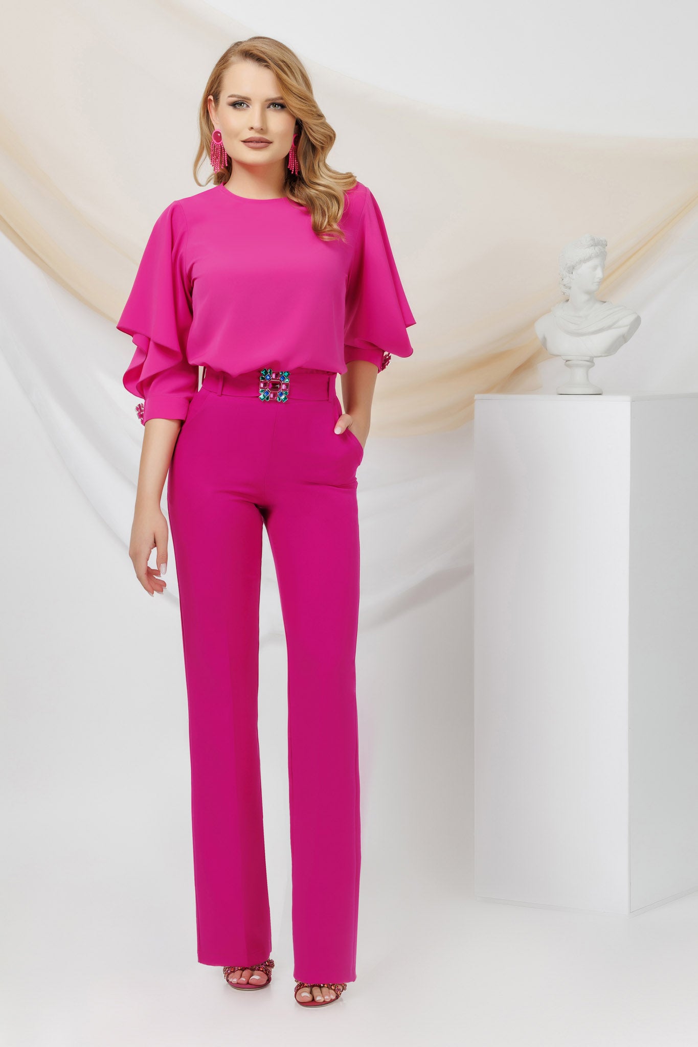 Elegant Fuchsia Blouse With Fancy Sleeve