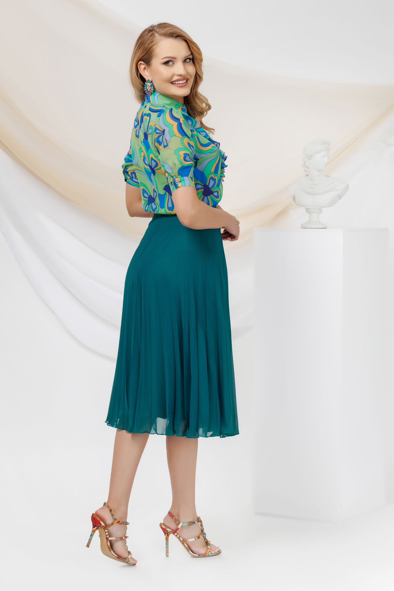 Office Shirt With Jabou And Floral Print