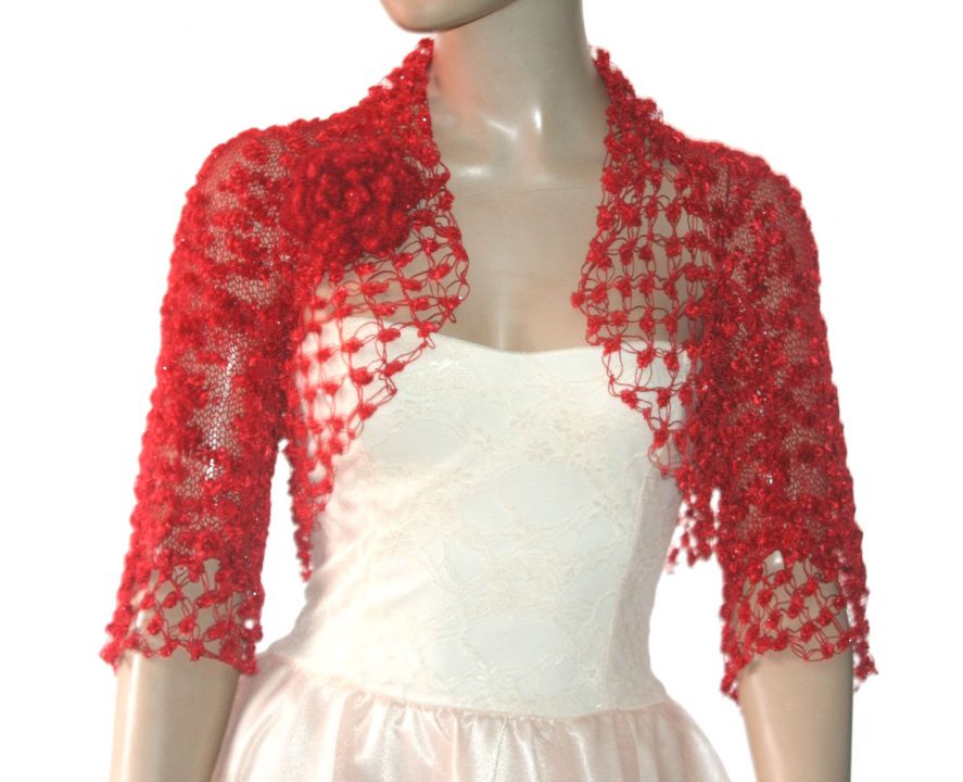 Red Crochet Bolero