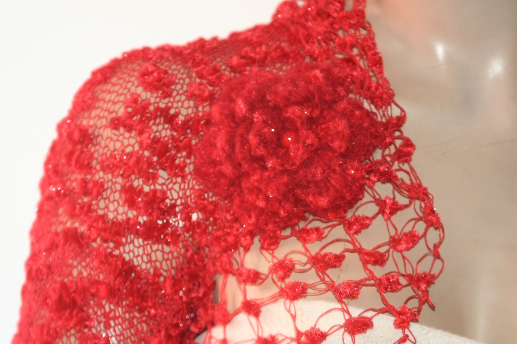Red Crochet Bolero