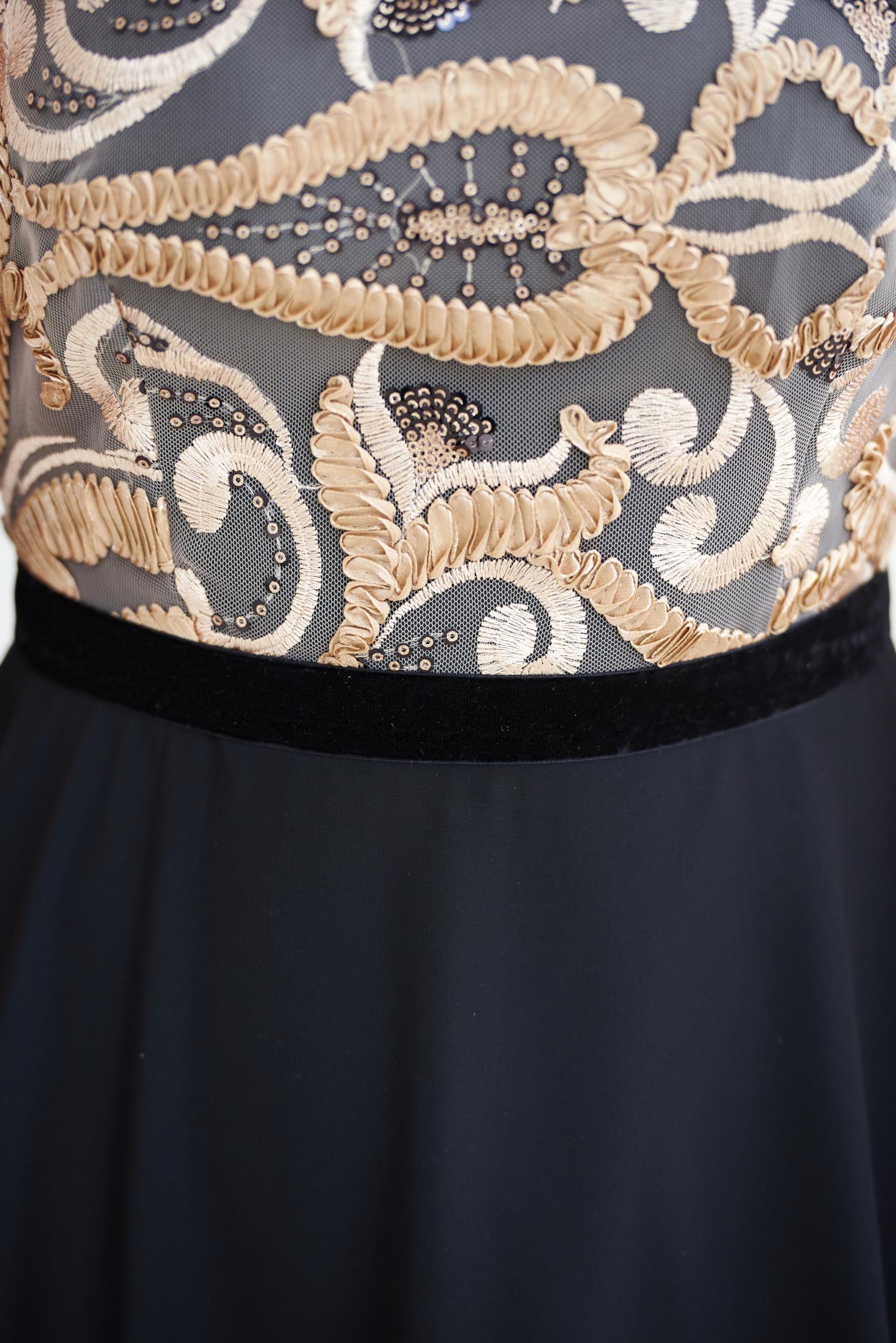 Black laced evening bareback dress