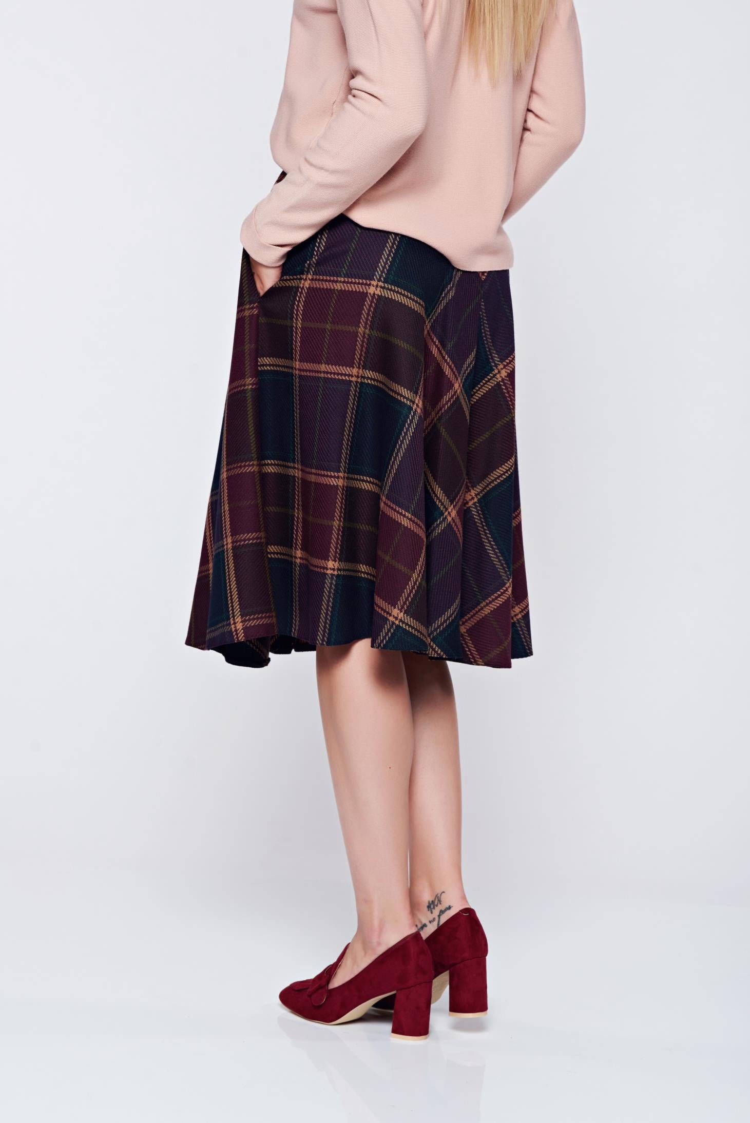 Burgundy skirt office cloche cotton