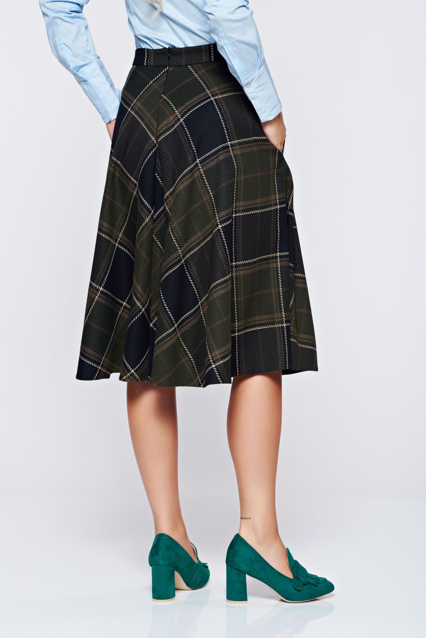Darkgreen skirt office cloche cotton