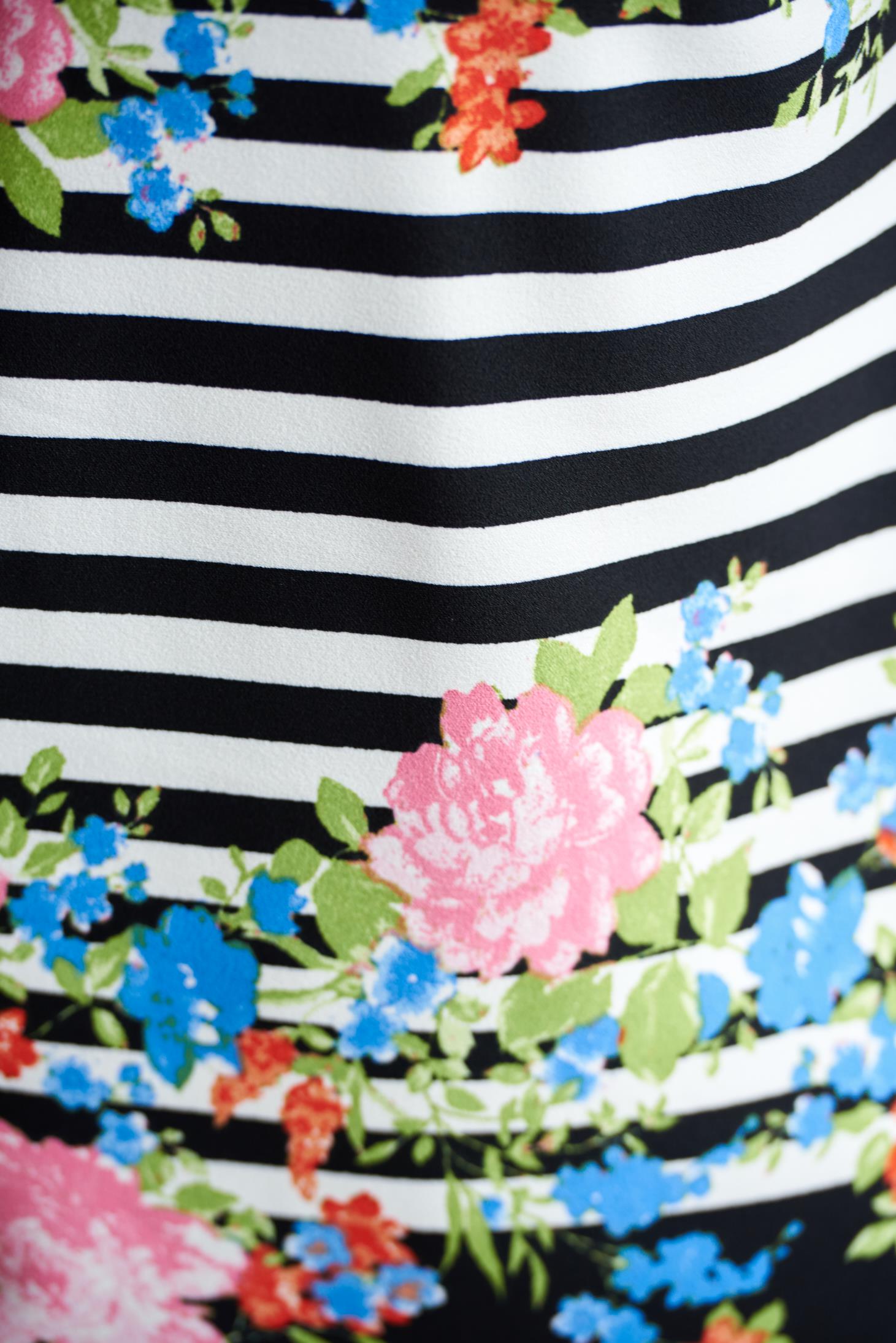 Office Flared Black Dress With Floral Print