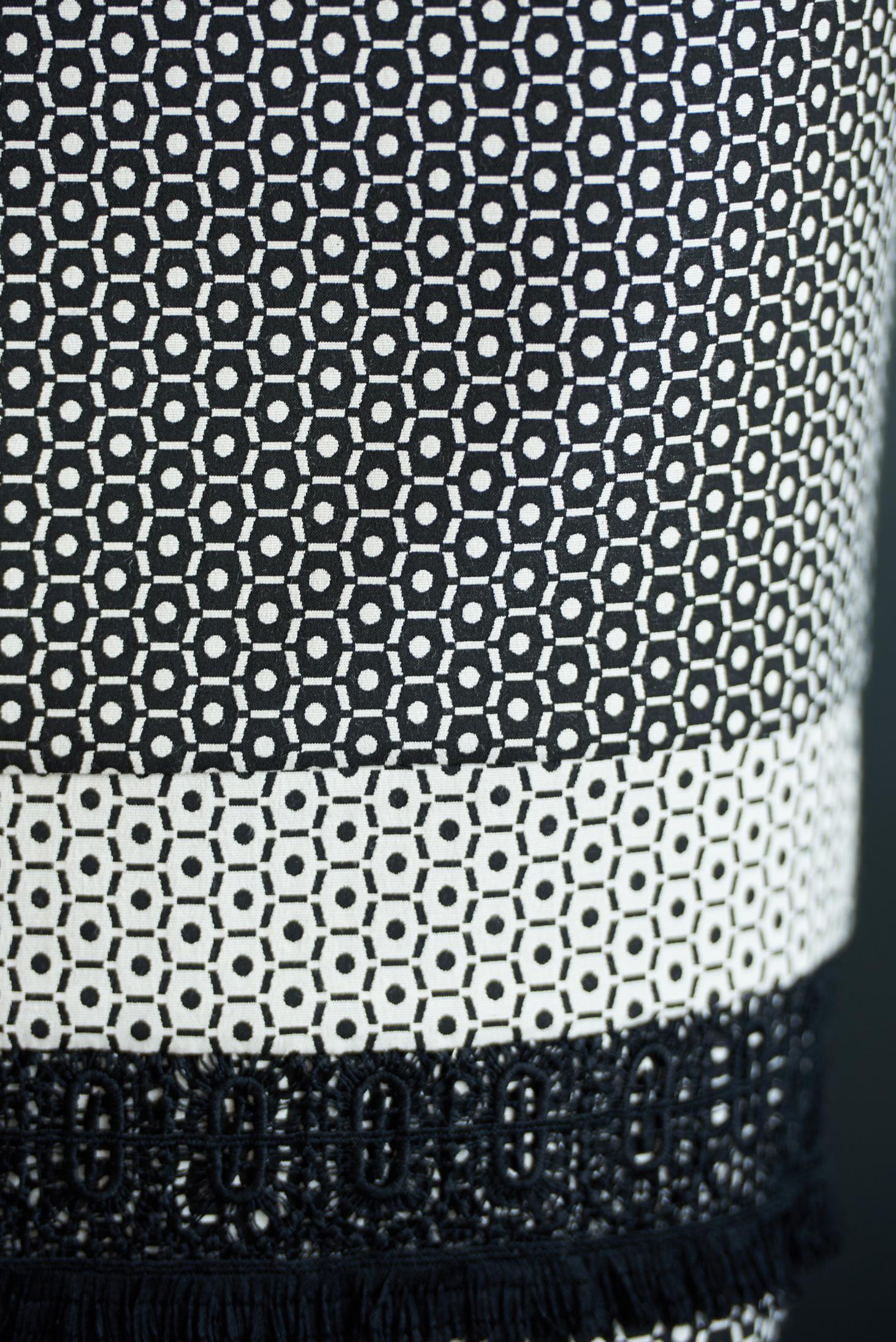 Black office pencil skirt with geometrical print