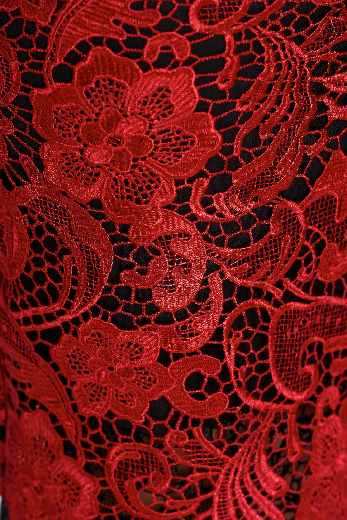 Red Elegant Pencil Knitted Lace Skirt