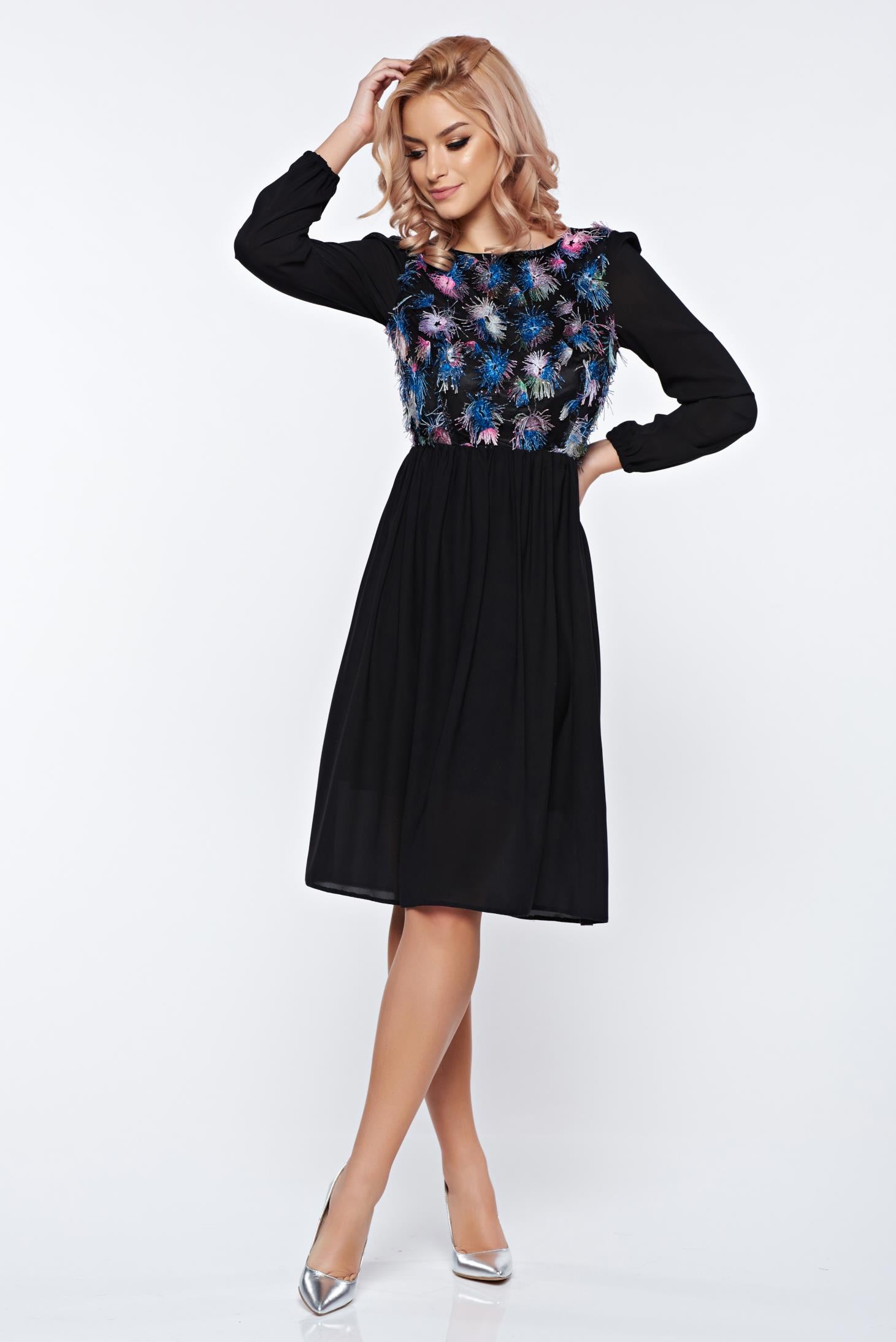 Black Occasional Cloche Bareback Dress