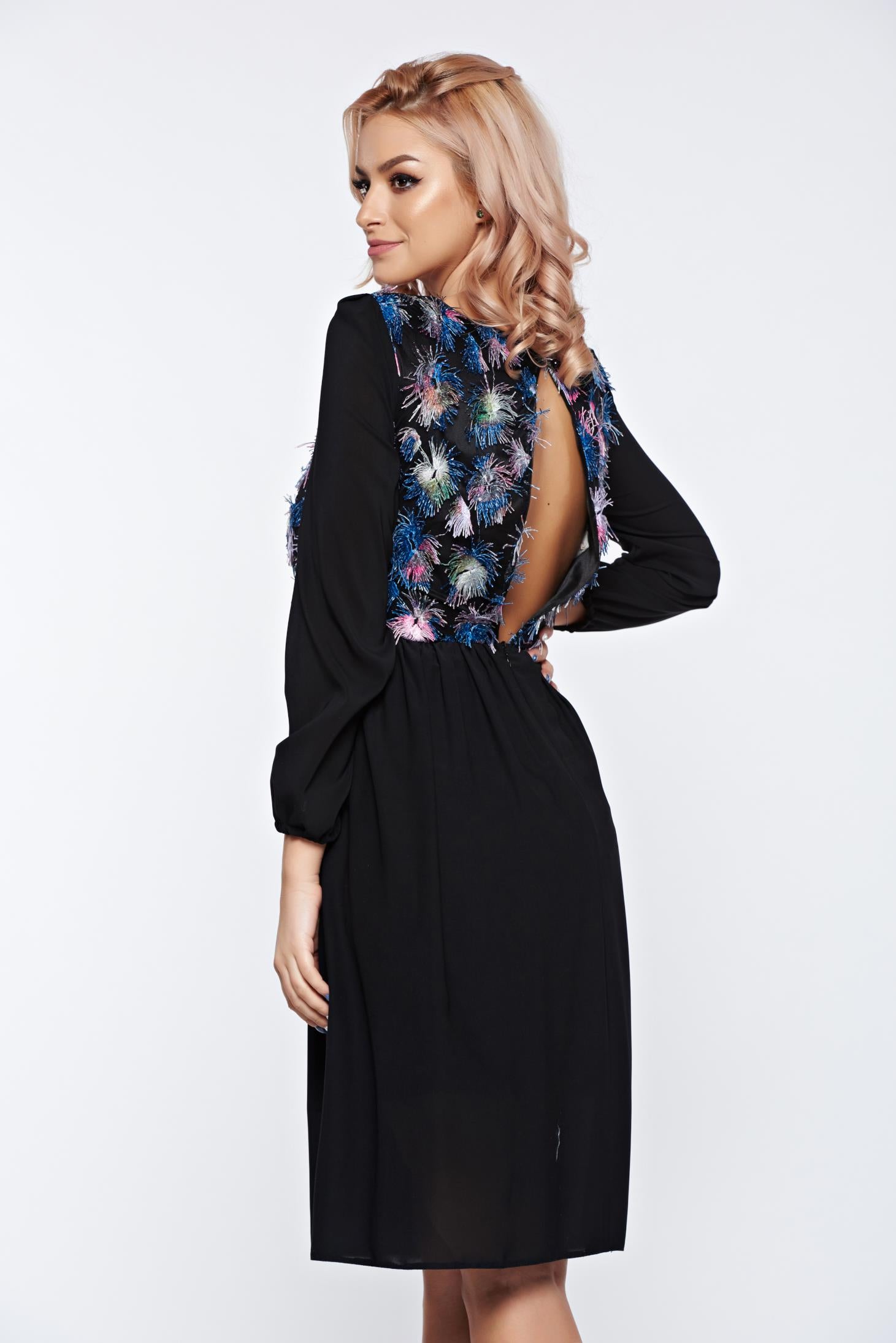 Black Occasional Cloche Bareback Dress