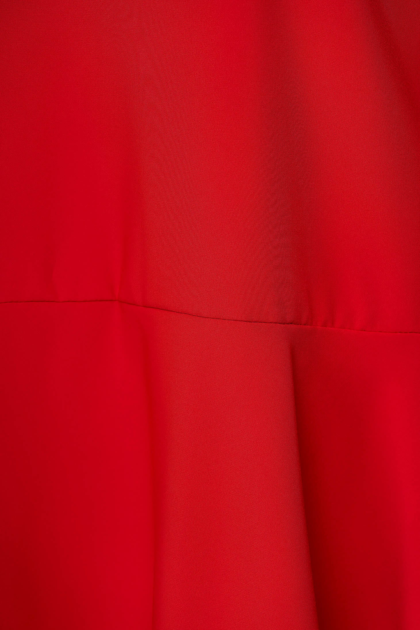 Red Dress Loose Fit With Ruffle Details With Turtle Neck