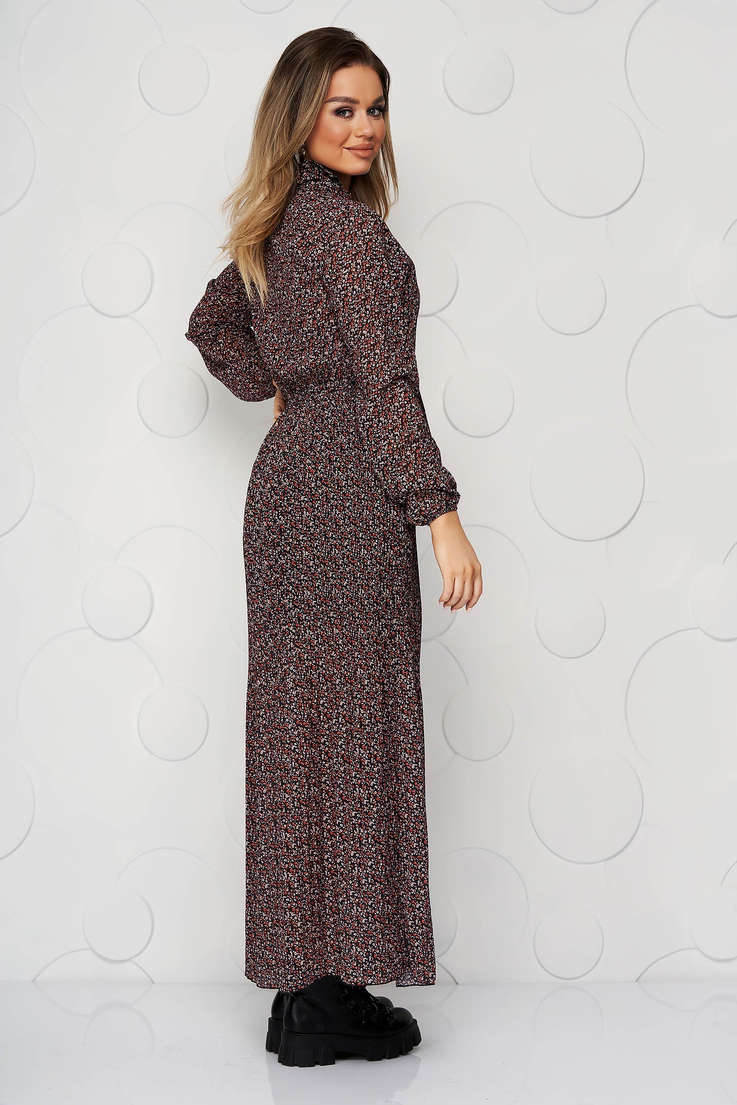 Brown Dress Transparent Chiffon Fabric Folded Up Cloche With Elastic Waist