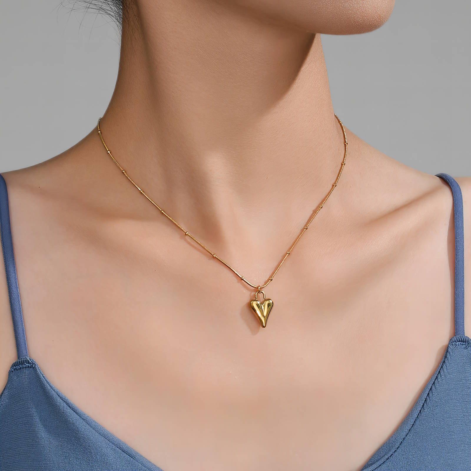 18K Gold Plated Stainless Steel Hearts Necklace