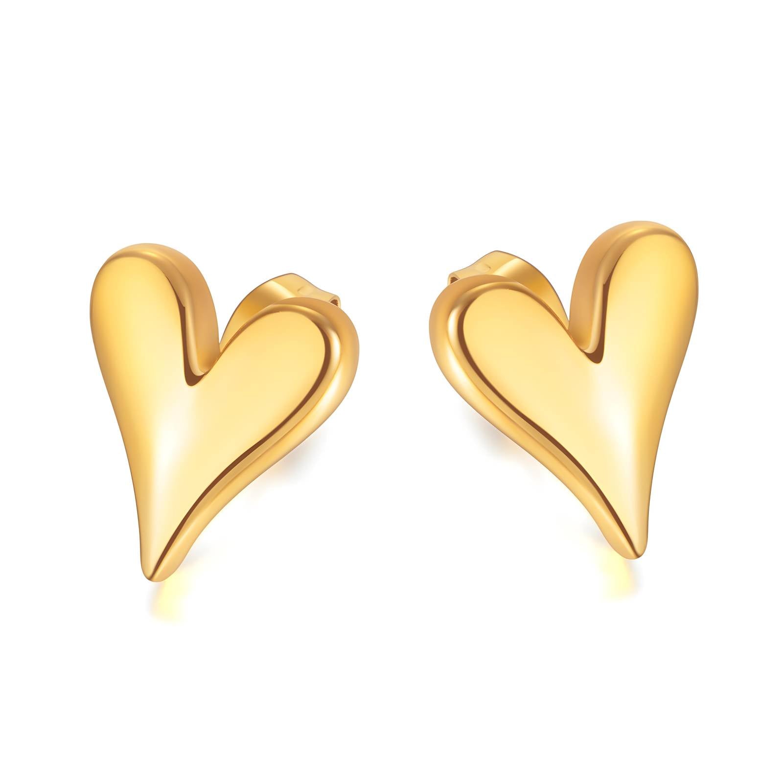 18K Gold Plated Stainless Steel Hearts Earrings
