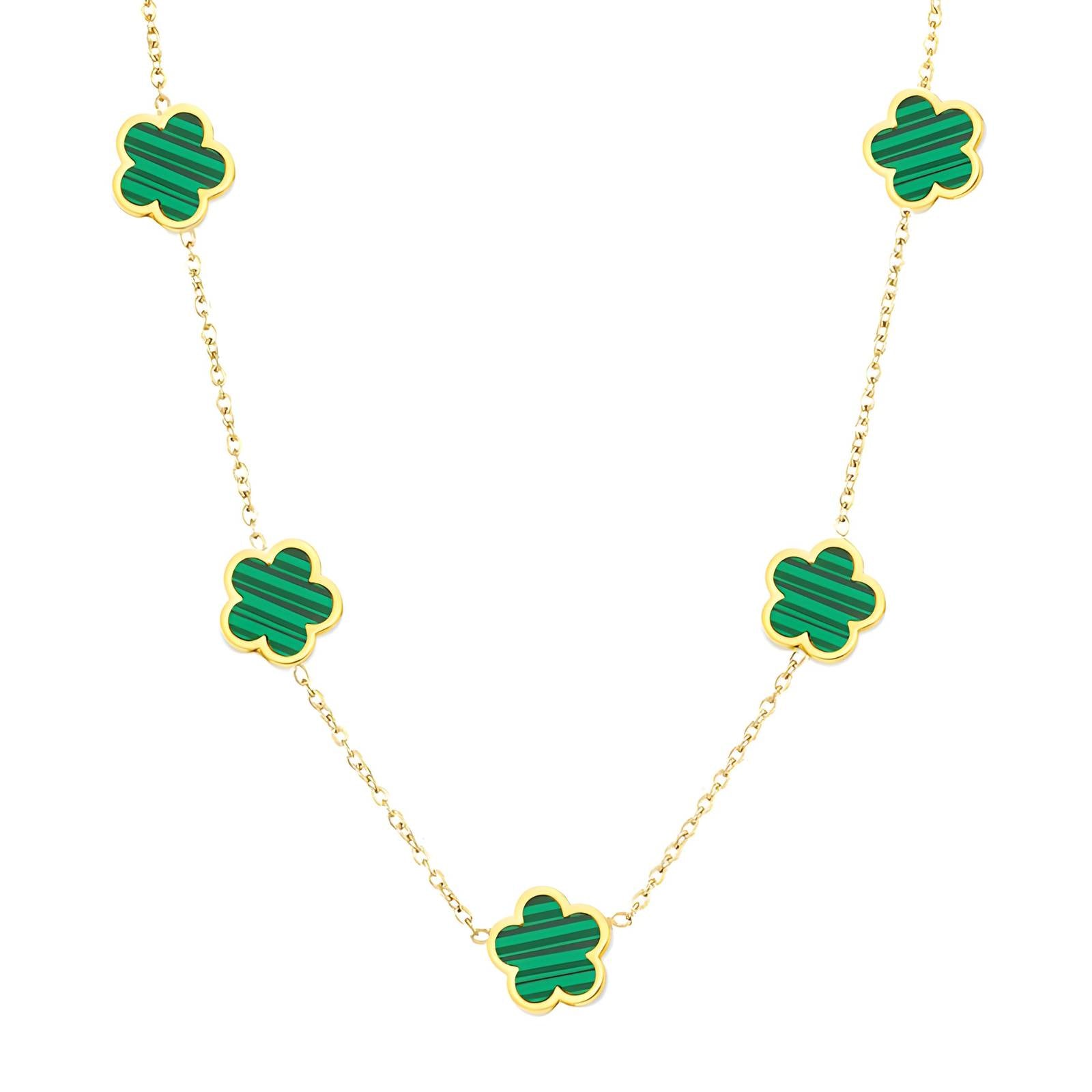 18K Gold Plated Stainless Steel Flowers Necklace