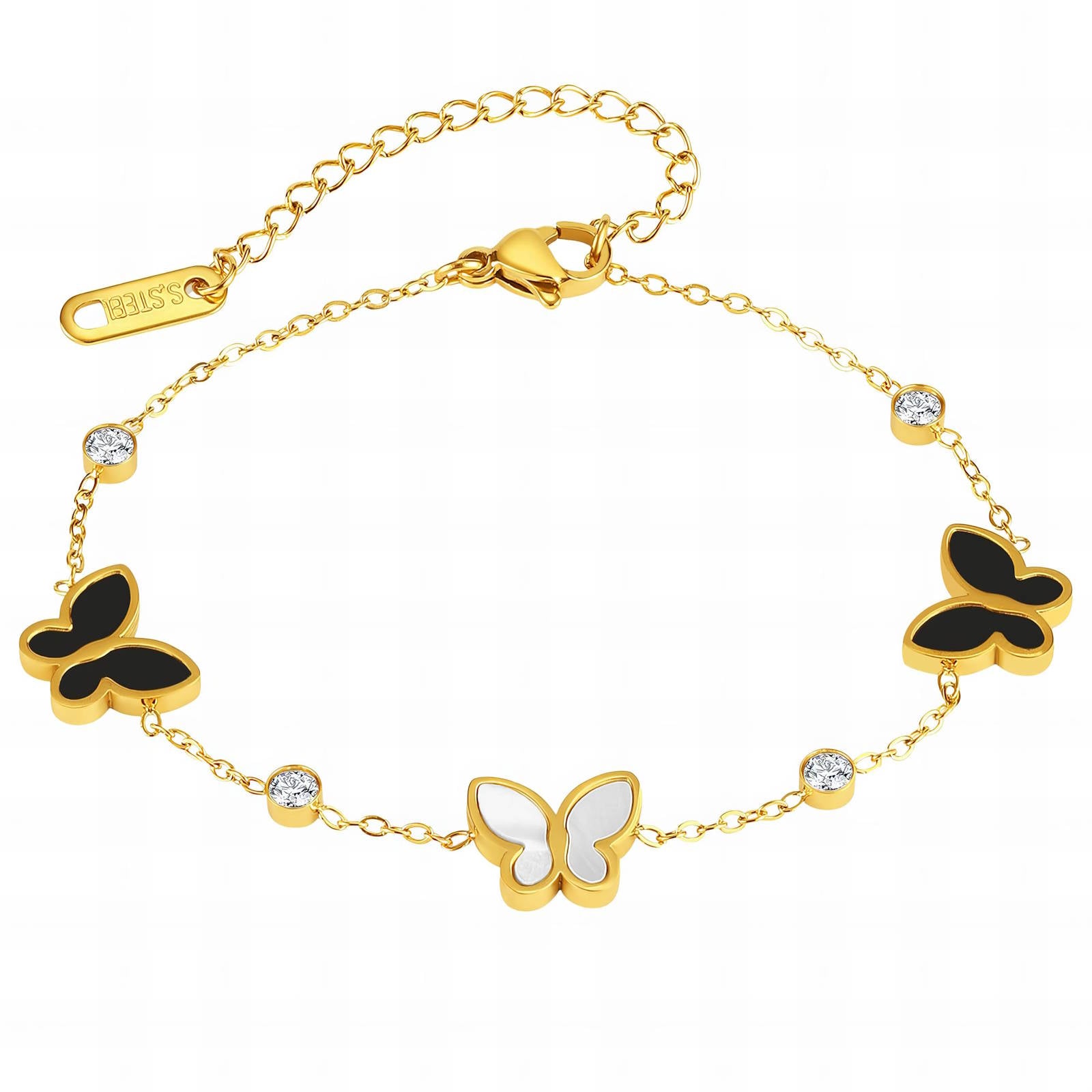 18K Gold Plated Stainless Steel Butterfly Bracelet