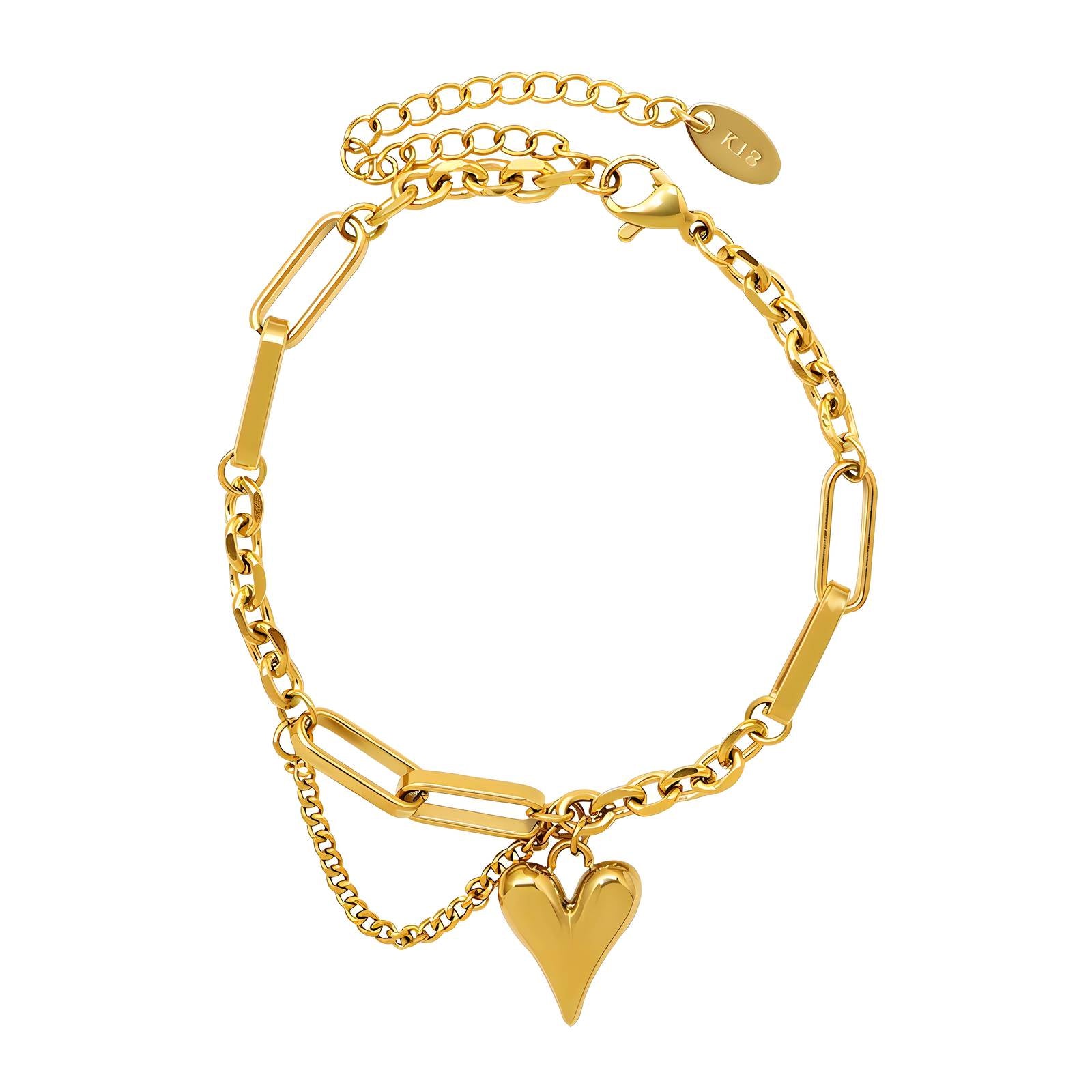 18K Gold Plated Stainless Steel Hearts Bracelet