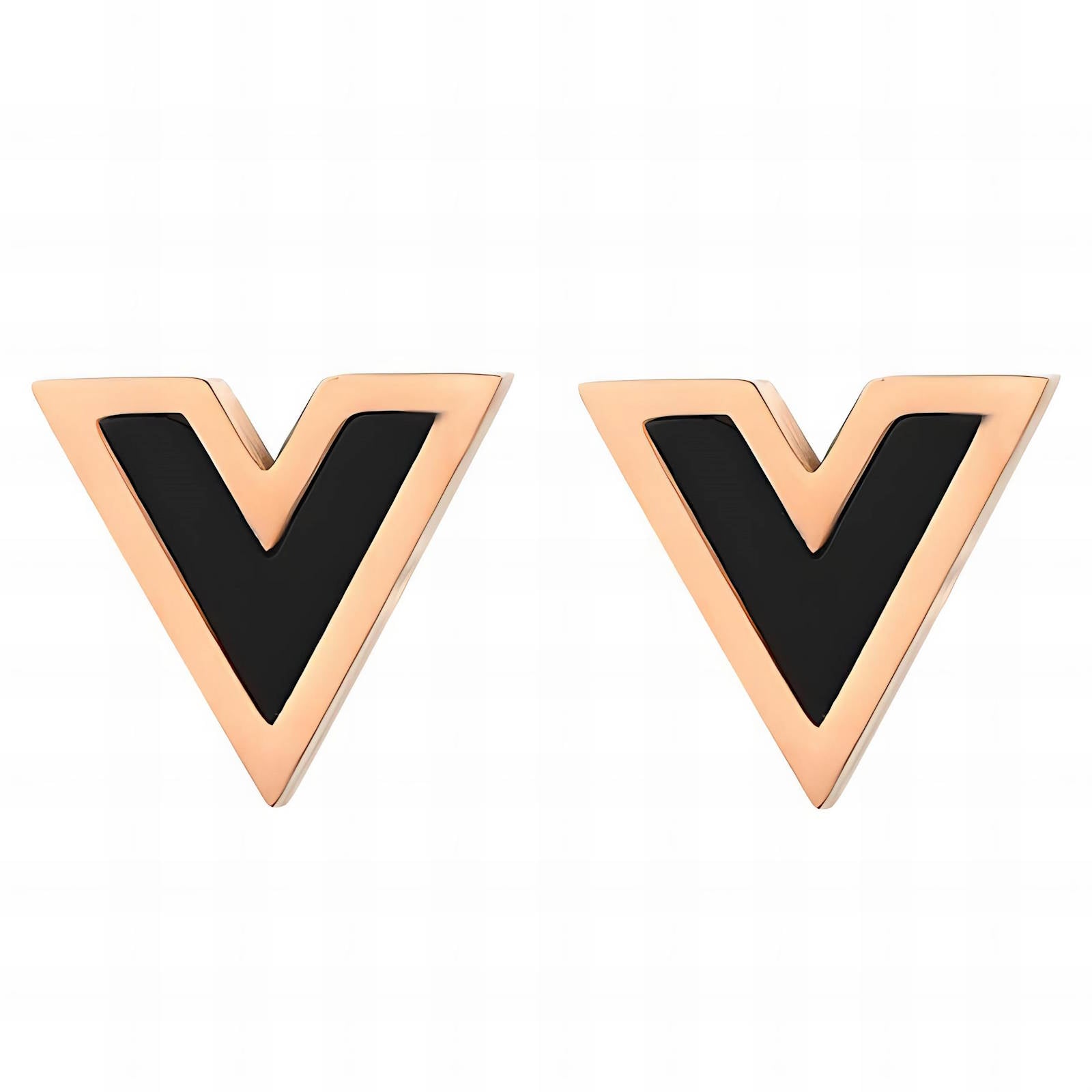 18K Gold Plated Stainless Steel Letter V Earrings
