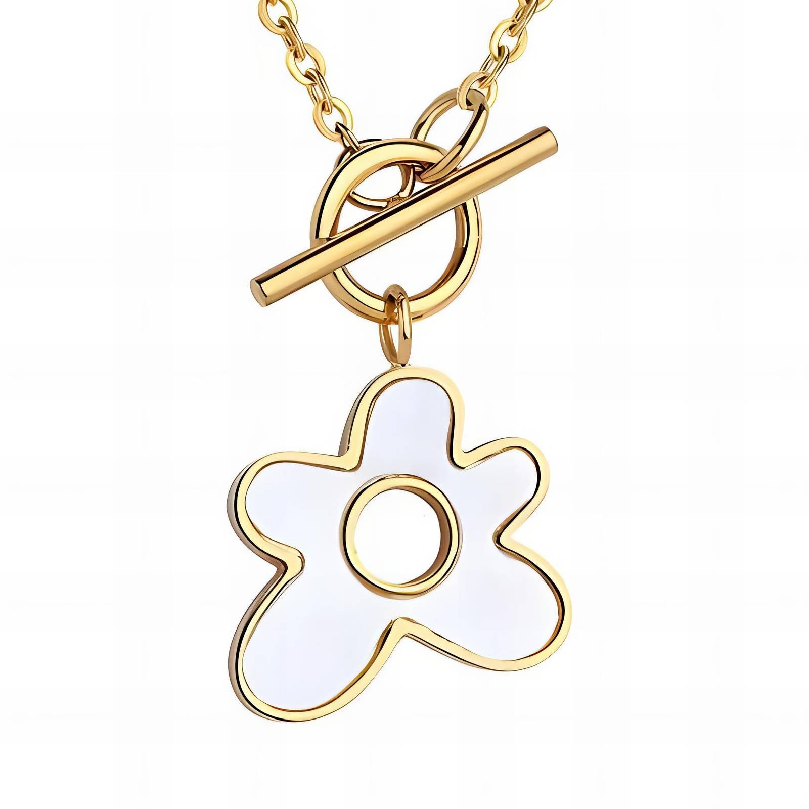 18K Gold Plated Stainless Steel Flower Necklace