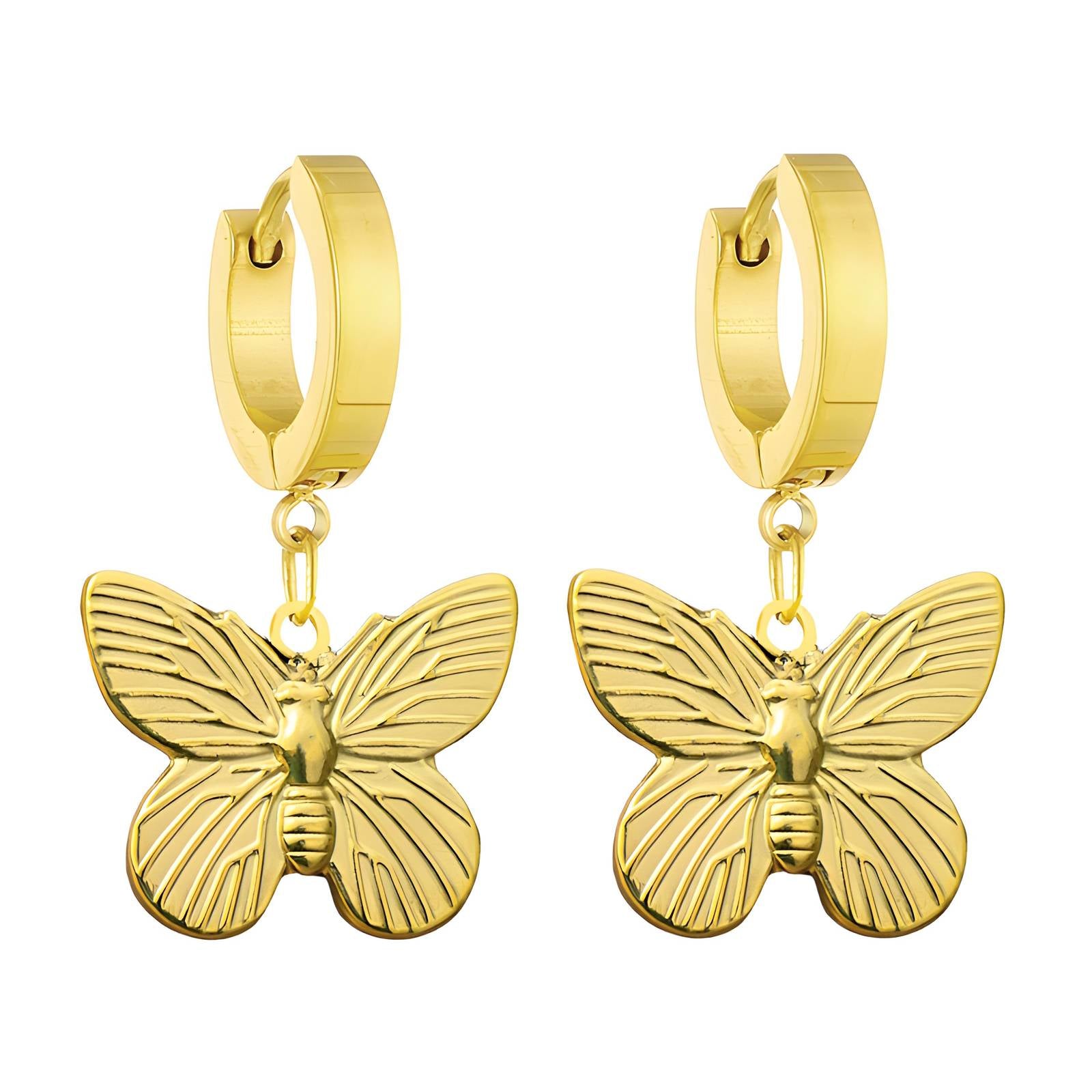 18K Gold Plated Stainless Steel Butterfly Earrings
