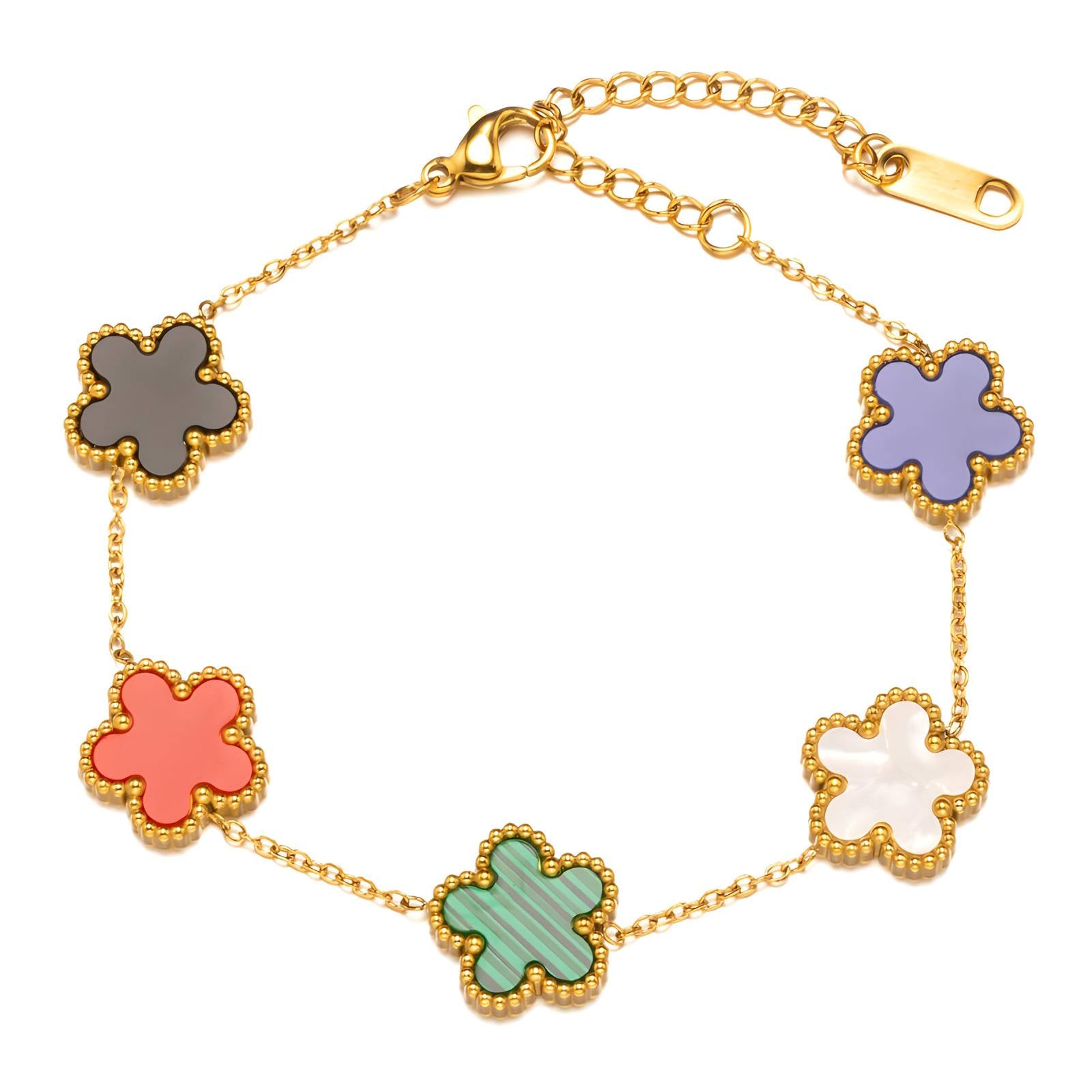 18K Gold Plated Stainless Steel Flowers Bracelet