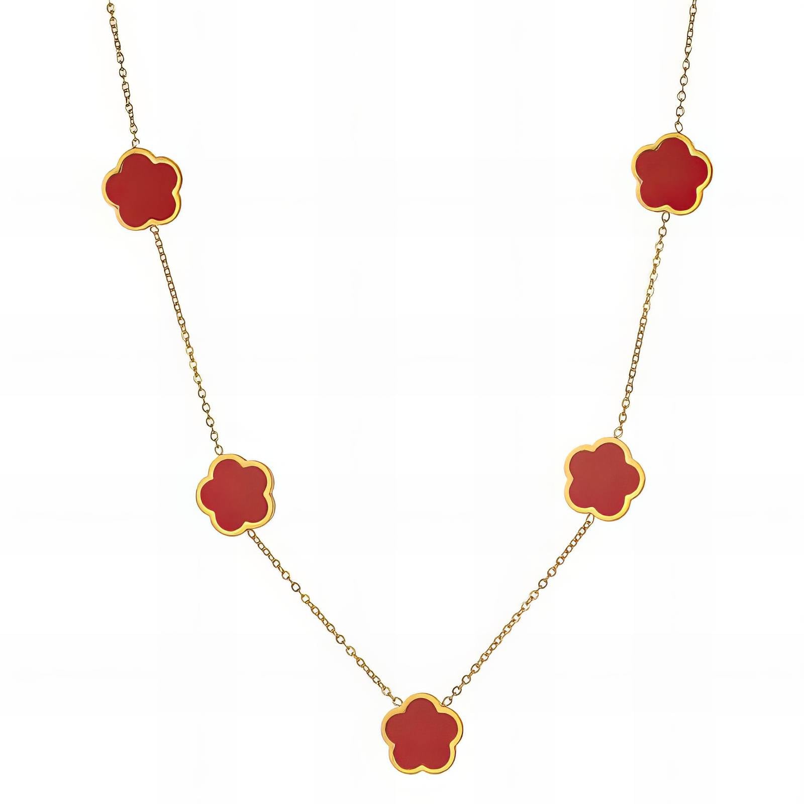 18K Gold Plated Stainless Steel Flowers Necklace