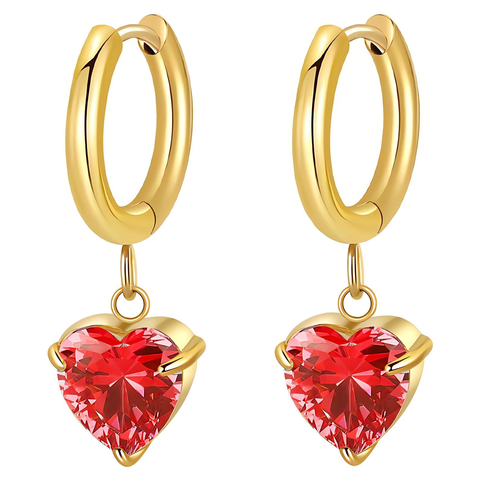 18K Gold Plated Stainless Steel Heart Earrings