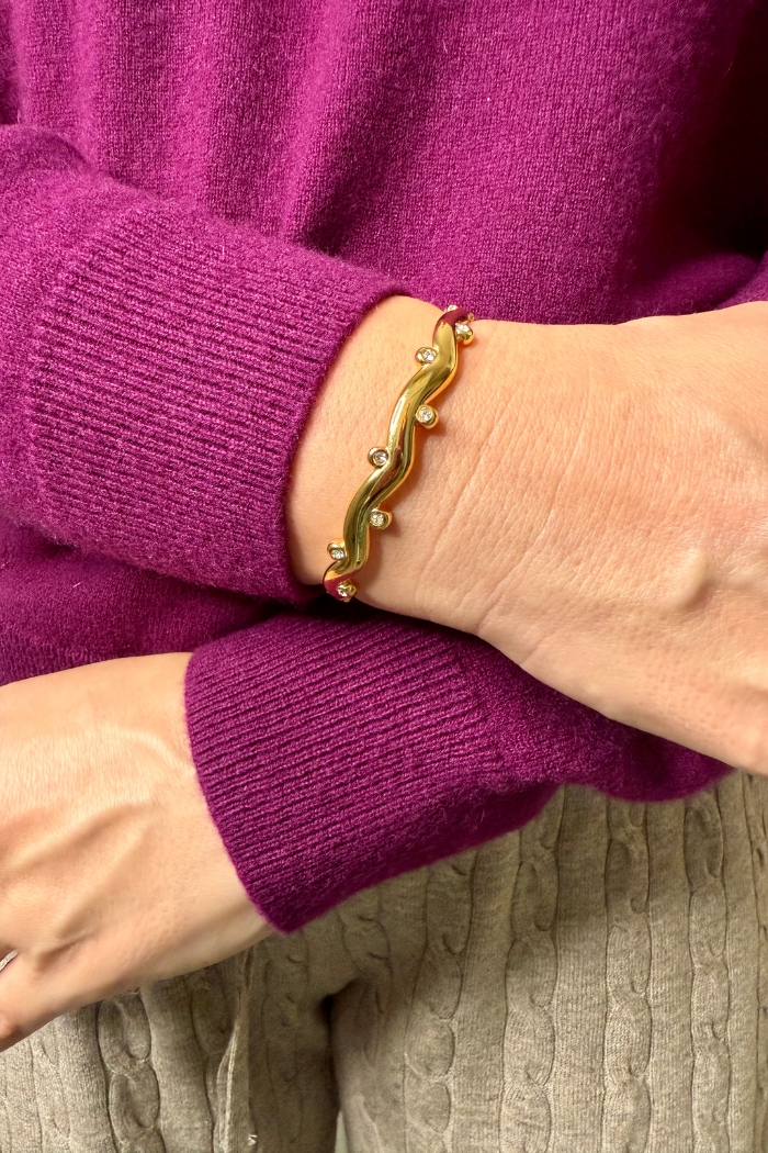 Armband úr títaníumstáli með bylgjumynstri í frönskum stíl