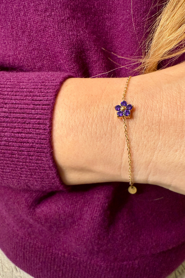 Sætt blómaarmband úr gylltu 304 ryðfríu stáli