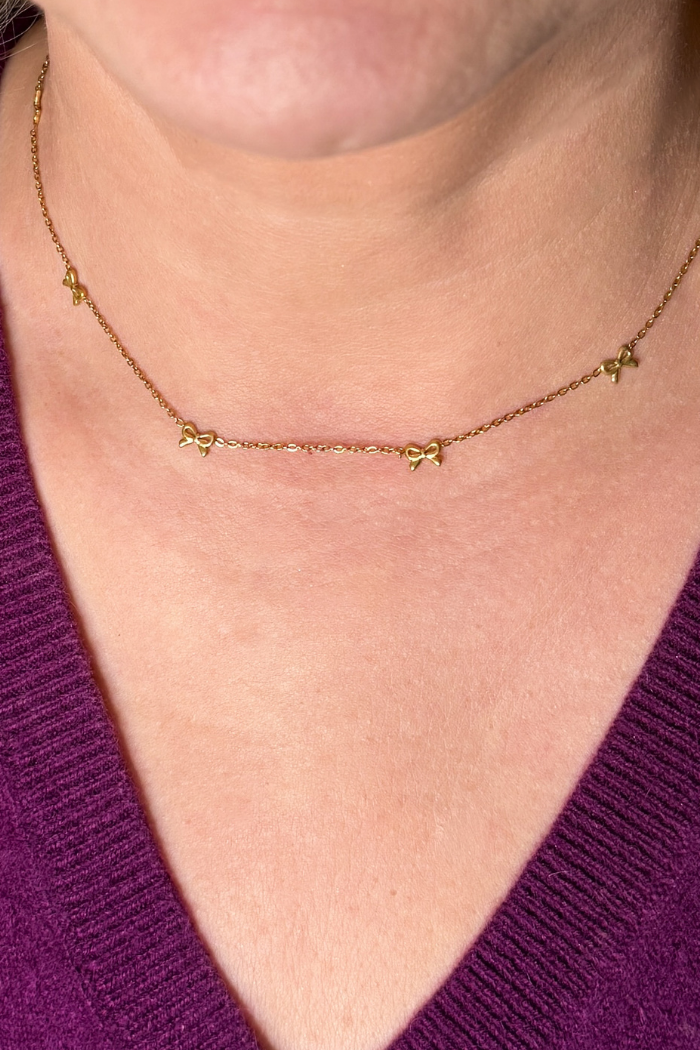 18K Gold PVD Bow Knot Bracelet Necklace