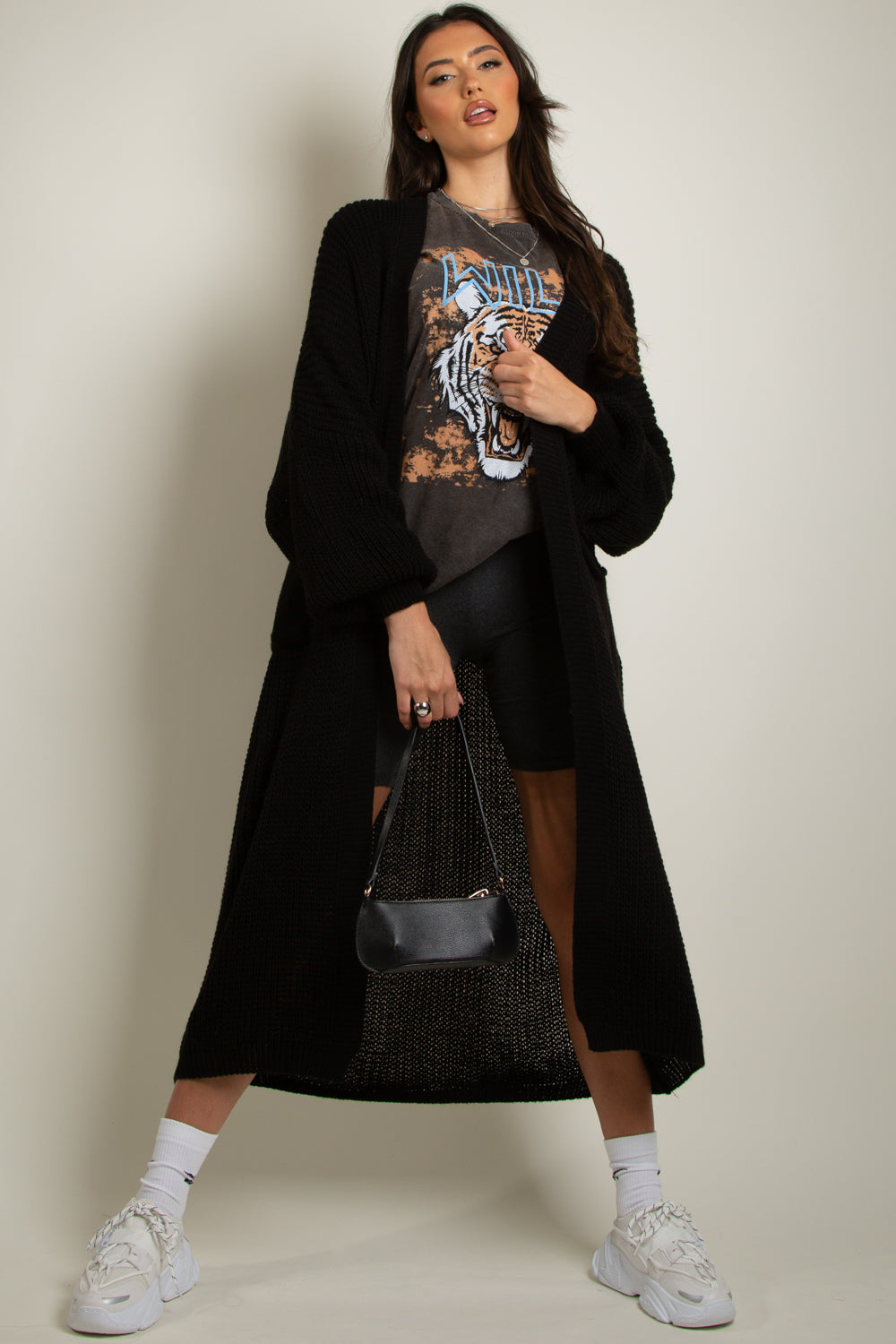 Black Cable Knit Maxi Cardigan
