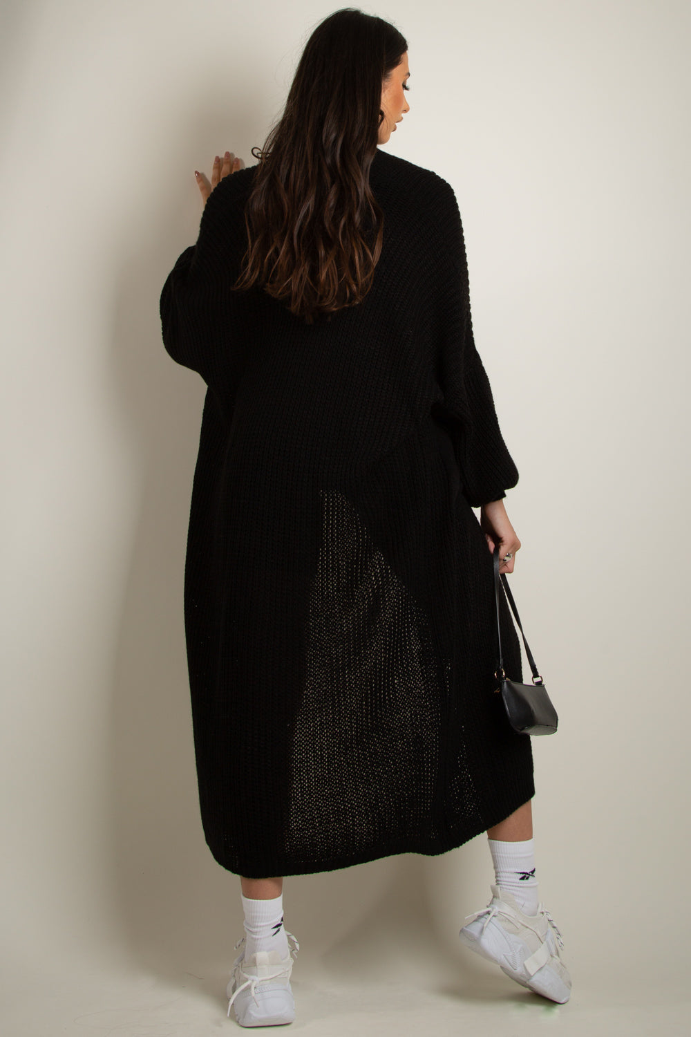 Black Cable Knit Maxi Cardigan