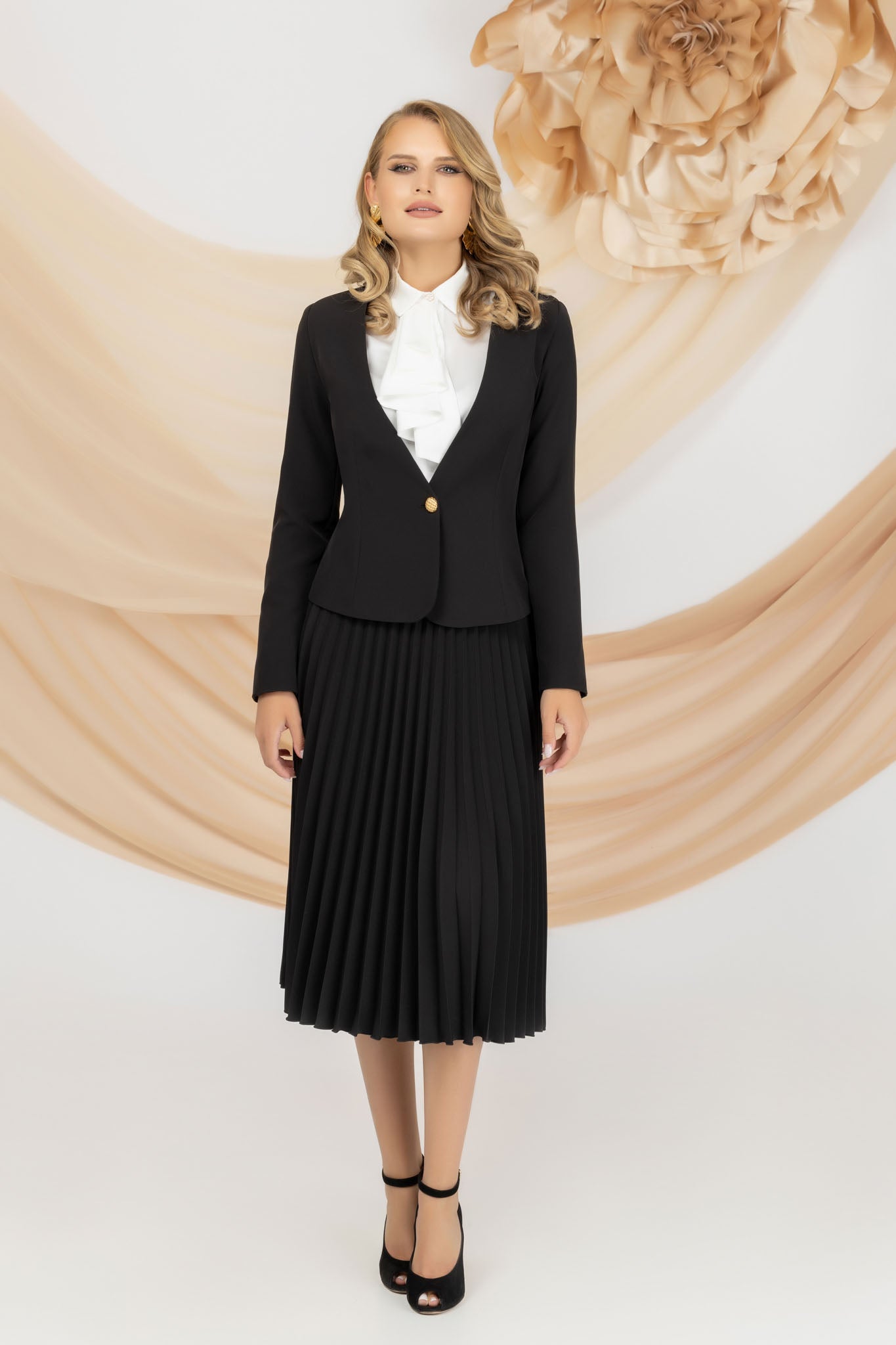 Black Short Blazer Jacket Without Lapels