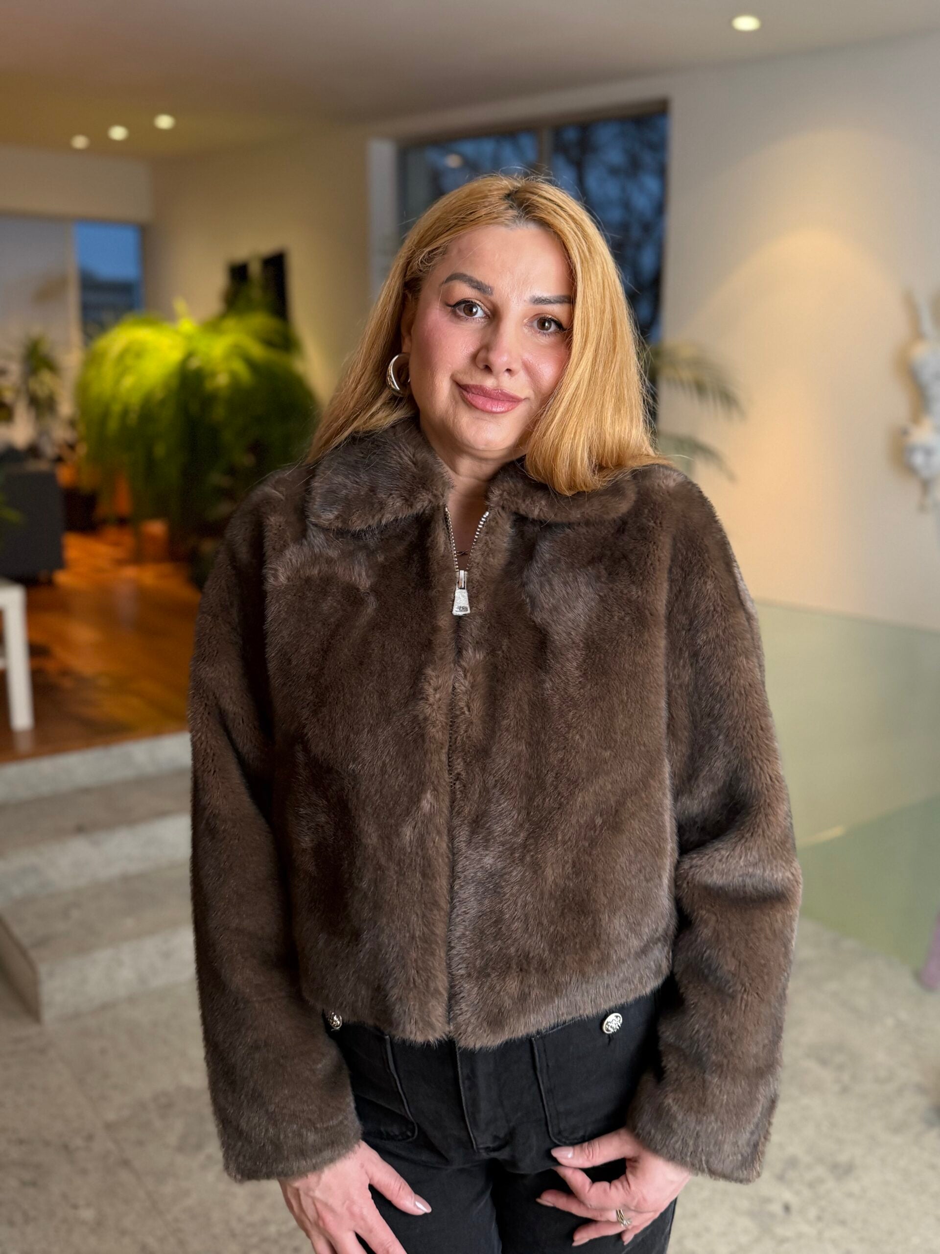 Luxurious Imitation Mink Faux Fur Zip-Up Jacket