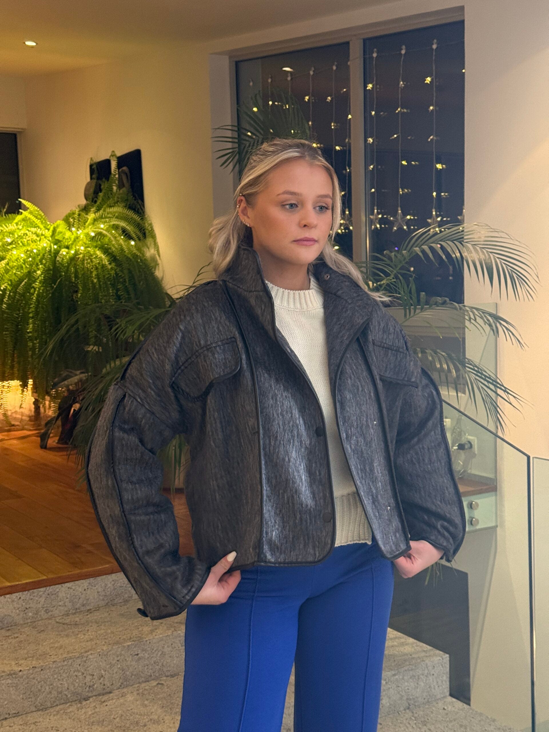 Cashmere Like Gray Oversized Jacket