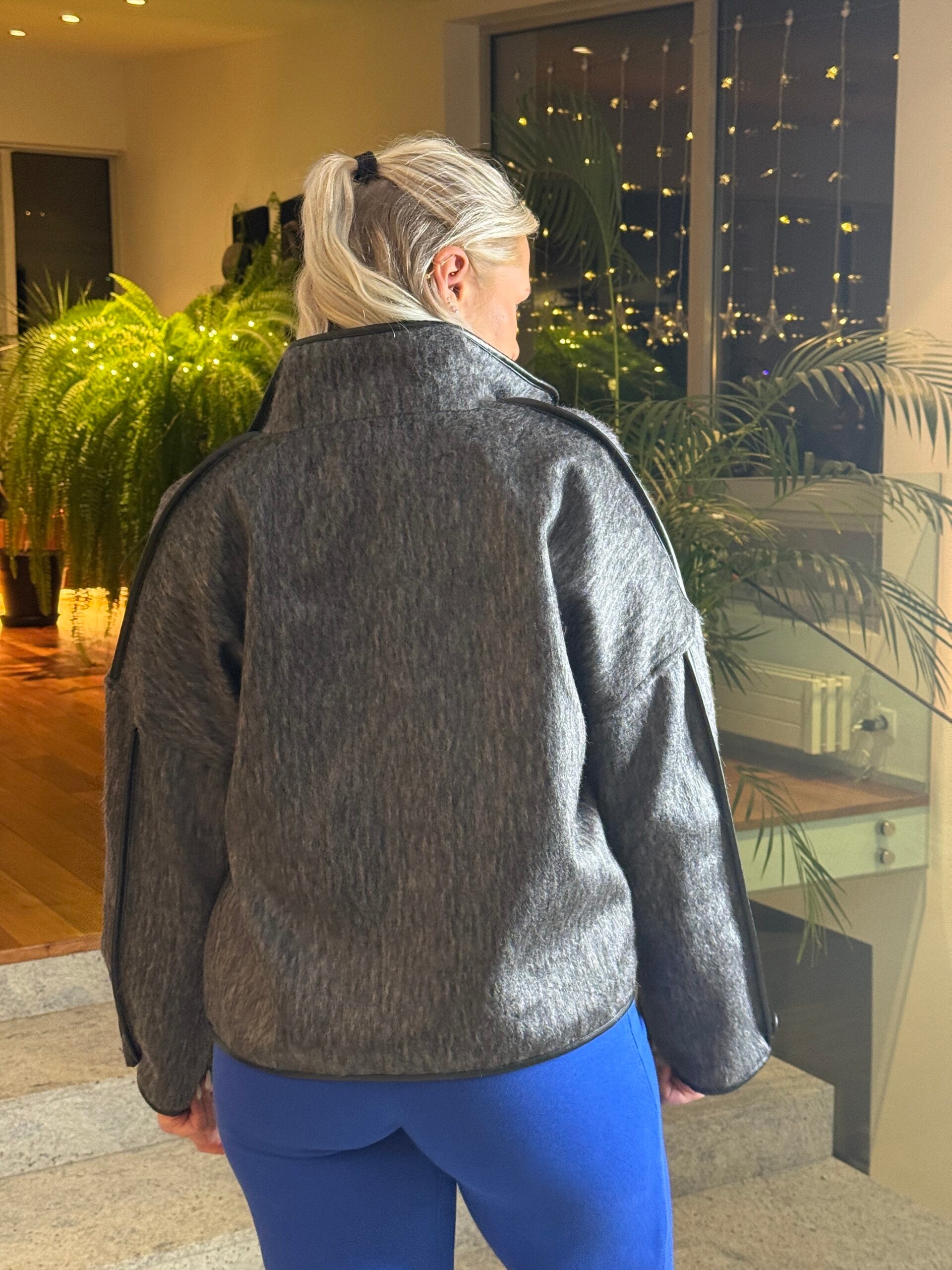 Cashmere Like Gray Oversized Jacket
