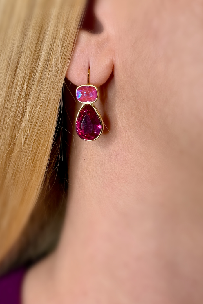 Luxurious Simple Red Rectangle Earrings