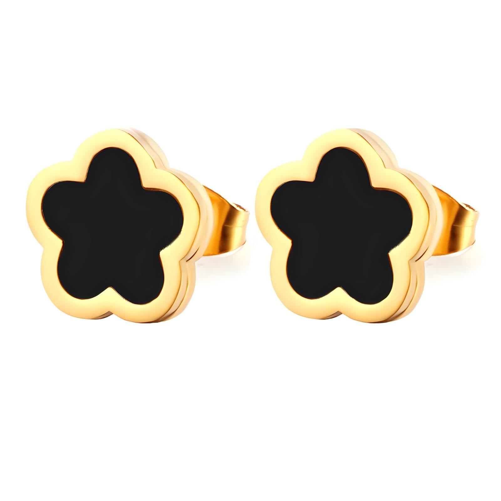 18K Gold Plated Stainless Steel Flowers Earrings