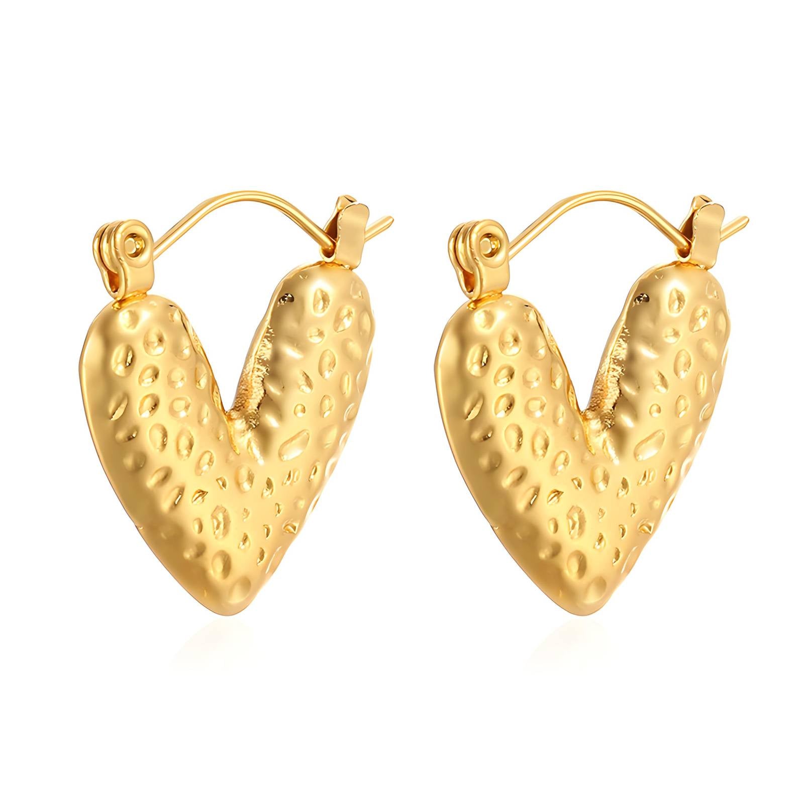 18K Gold Plated Stainless Steel Heart Earrings