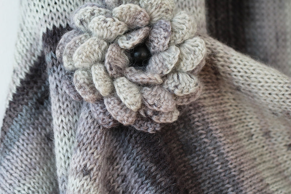 Gray Nuances Knitted And Crocheted Shawl