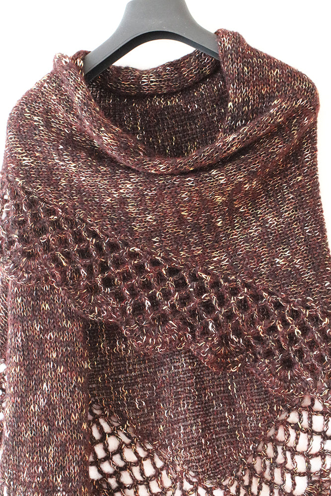 Glitter Brown Knitted And Crocheted Shawl