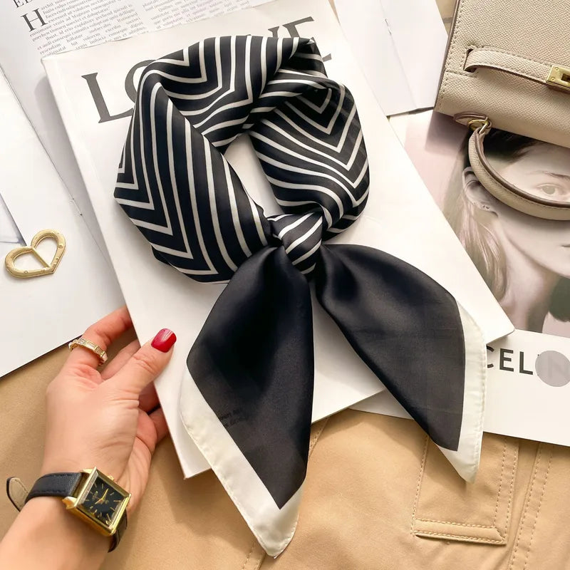 Black & White Geometric Satin Scarf