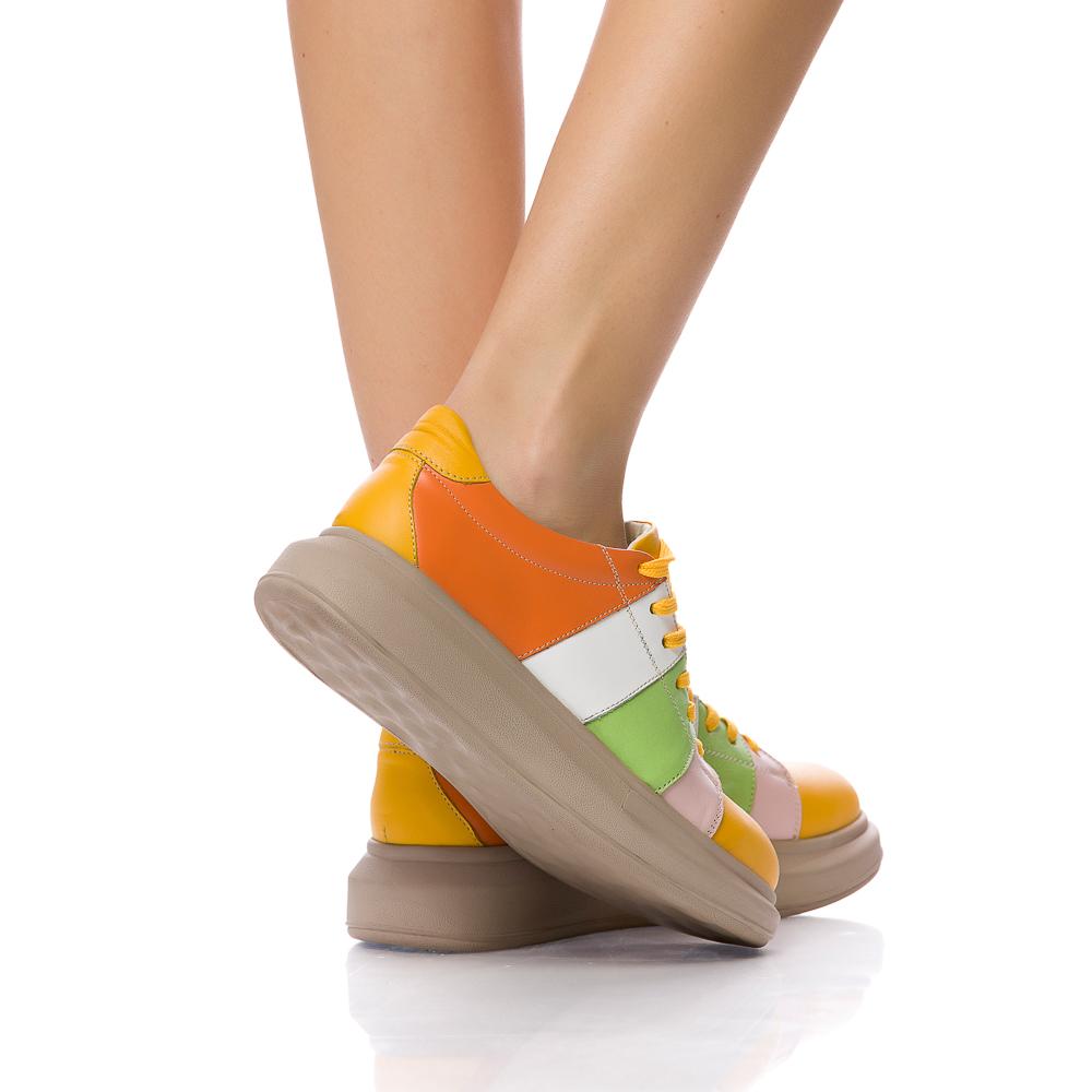 Yellow Casual Shoes Made Of Natural Leather