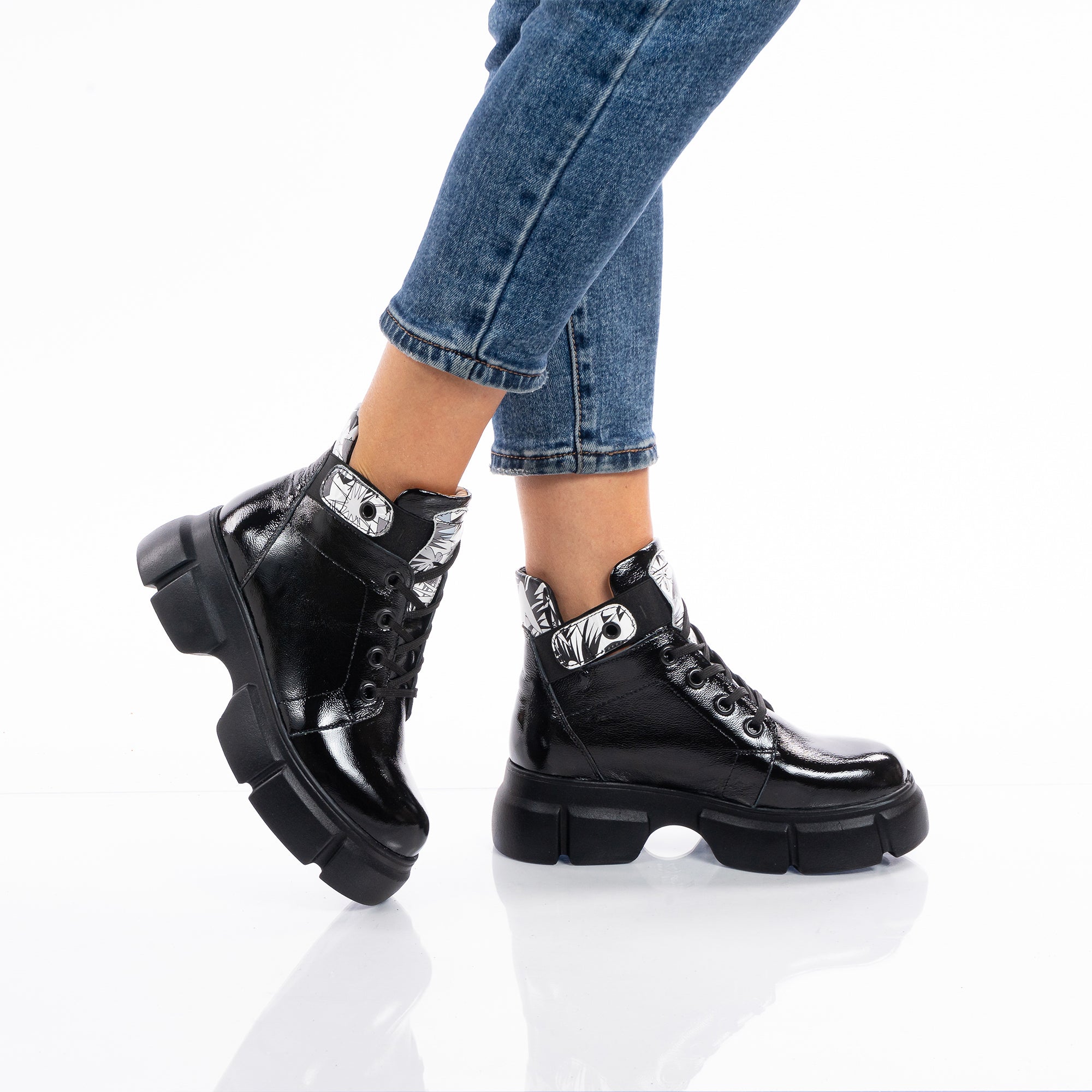 Black Patent Natural Leather Boots